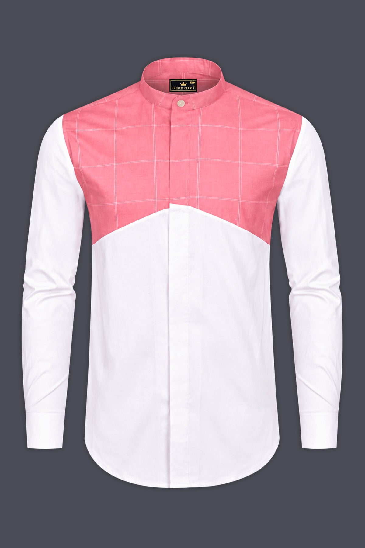 Amity-Salomon Pink And Bright White Plaid Super Soft Premium Cotton Designer Casual Shirt