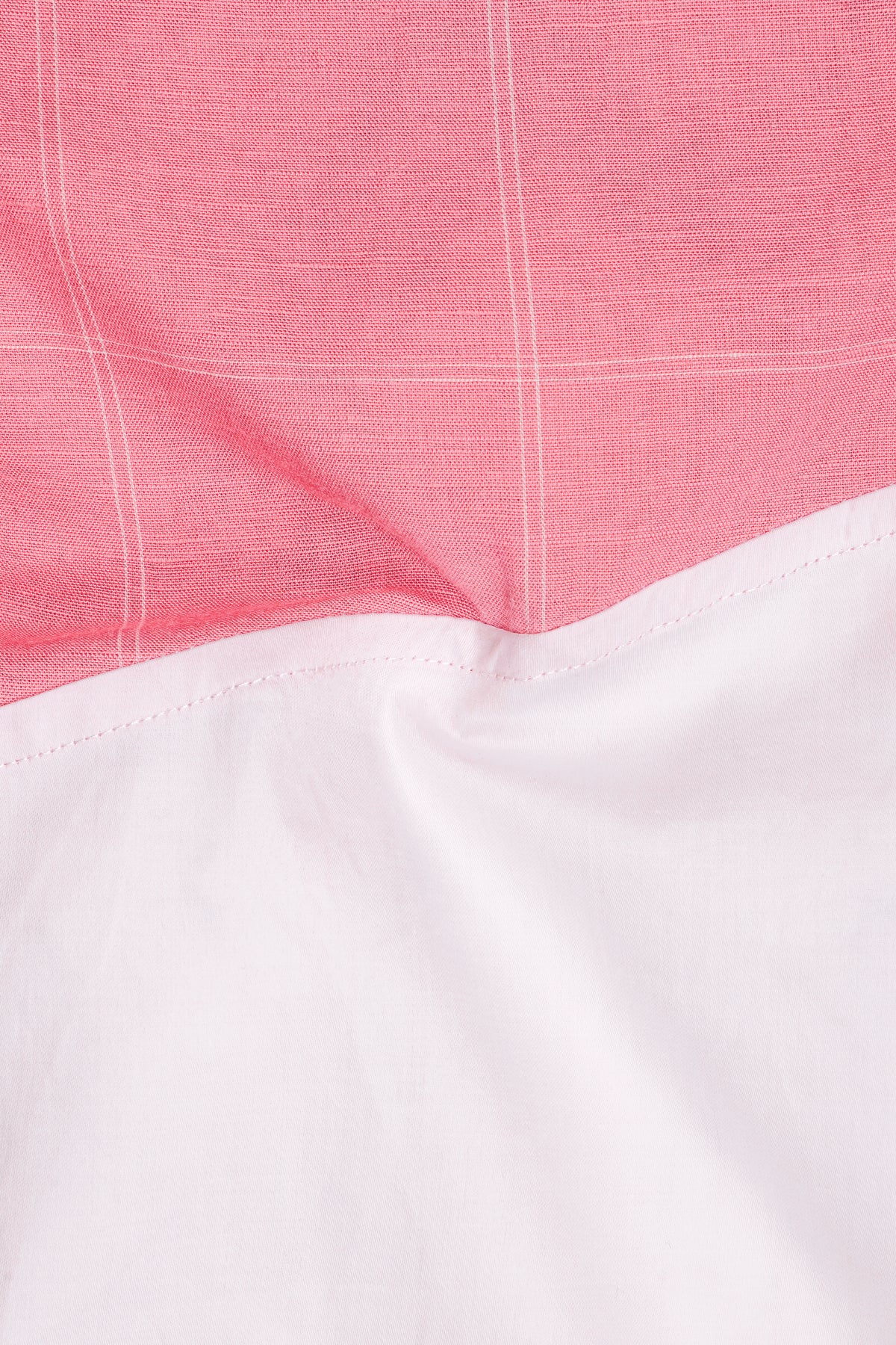 Amity-Salomon Pink And Bright White Plaid Super Soft Premium Cotton Designer Casual Shirt