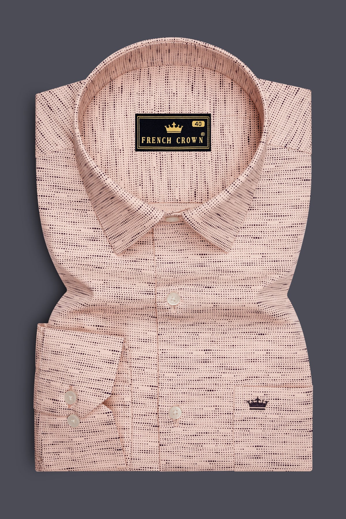 Axiom-Cavern Peach And Jade Black Micro Dot Printed Poplin Giza Cotton Semi Formal Shirt