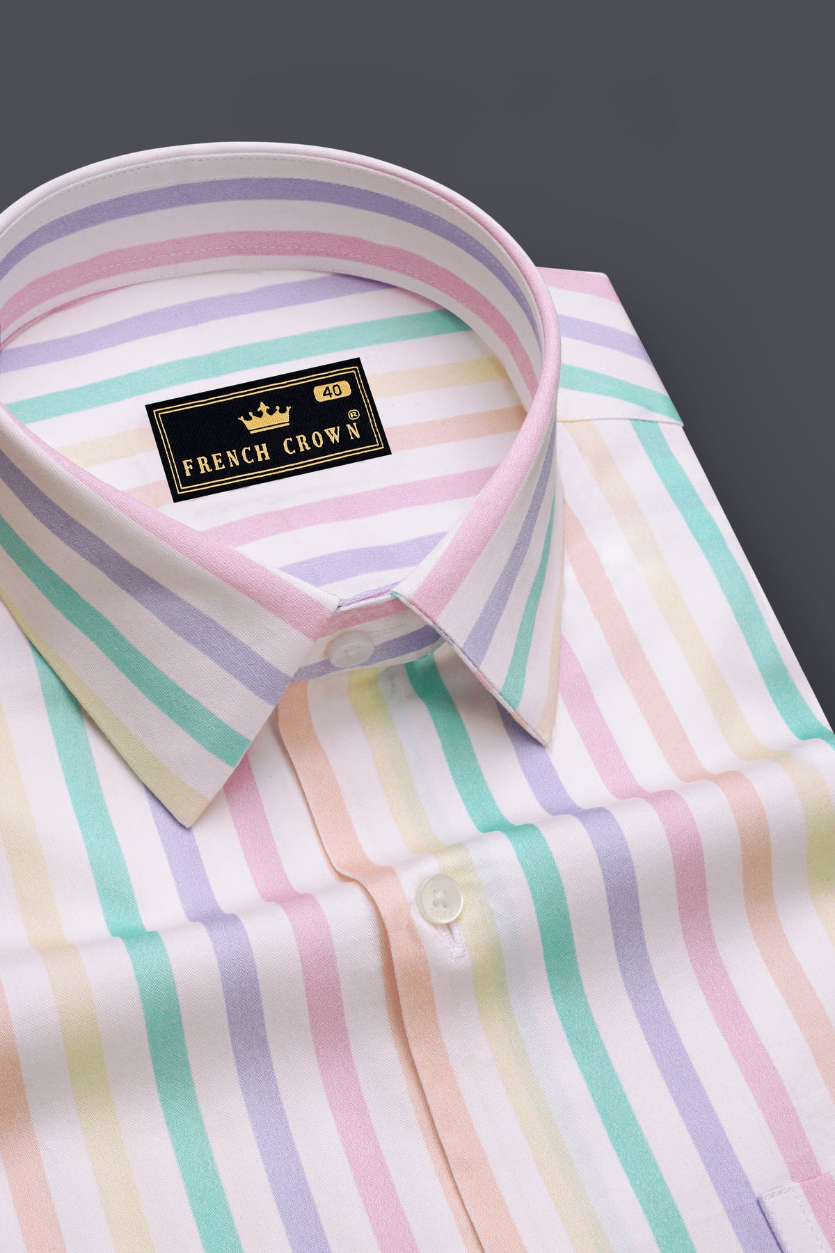 Vivid-Bright White And Thistle Purple Multicolour Candy Striped Super Soft Premium Cotton Casual Shirt