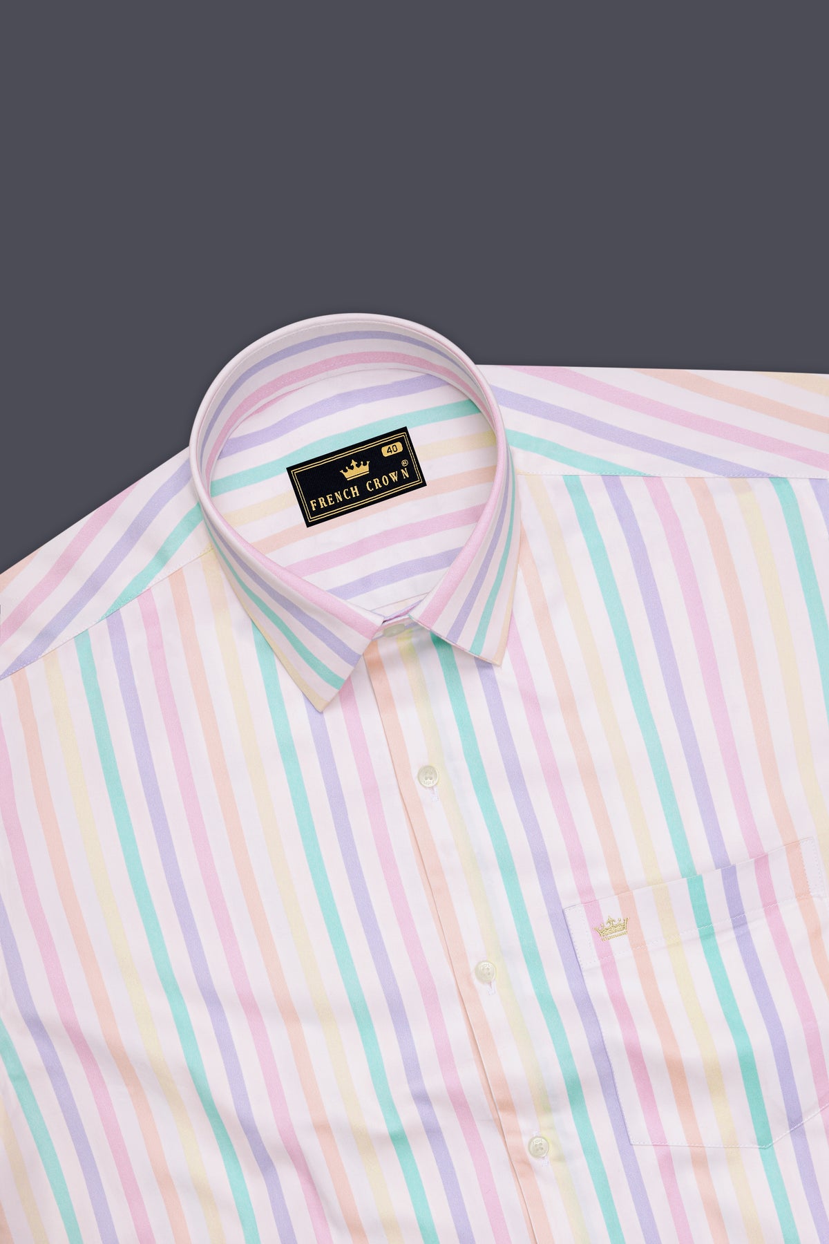 Vivid-Bright White And Thistle Purple Multicolour Candy Striped Super Soft Premium Cotton Casual Shirt