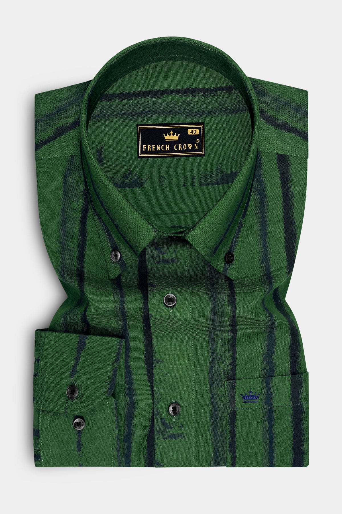 Sylvan-Everglad Green And Jade Black Abstract Printed Super Soft Tencel Casual Shirt
