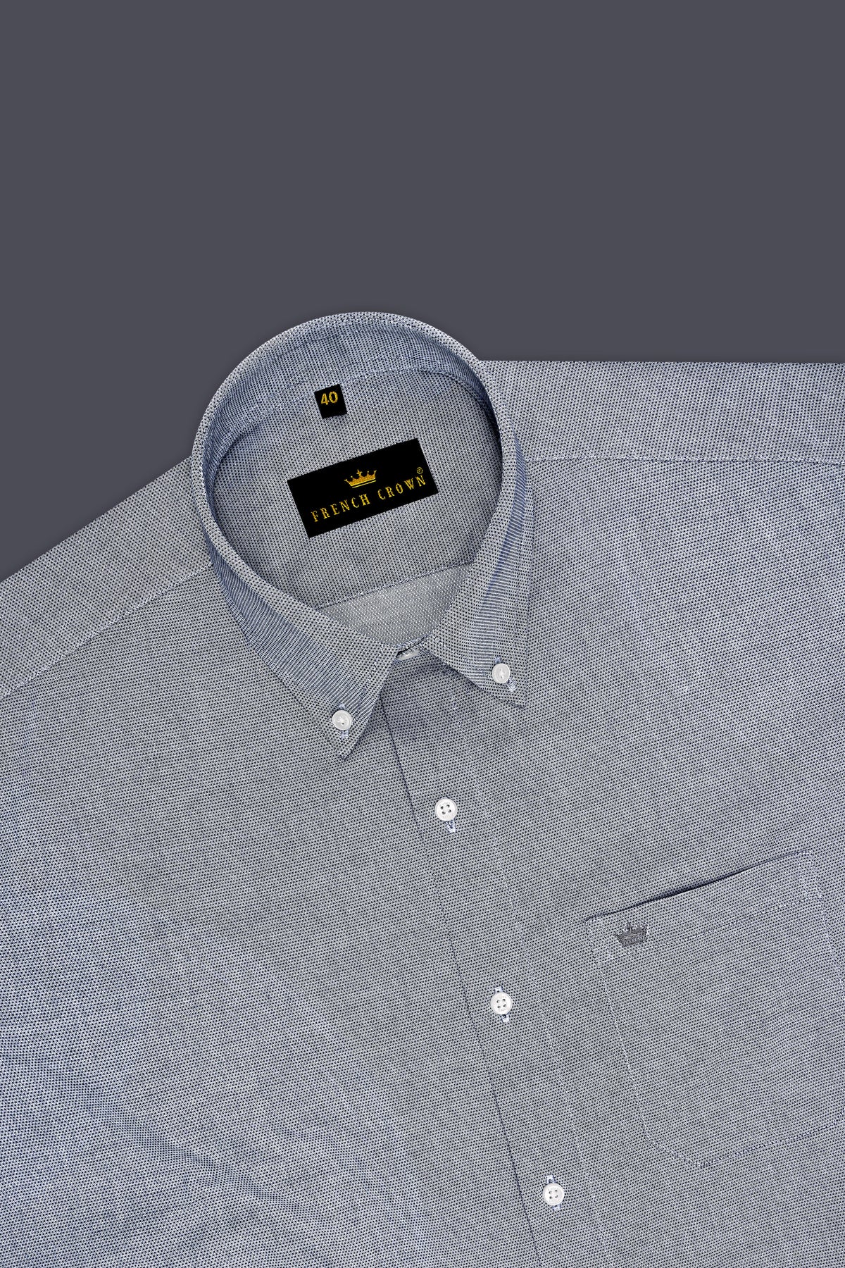 Arden-Oslo Gray Dobby Textured Premium Giza Cotton Dress Shirt