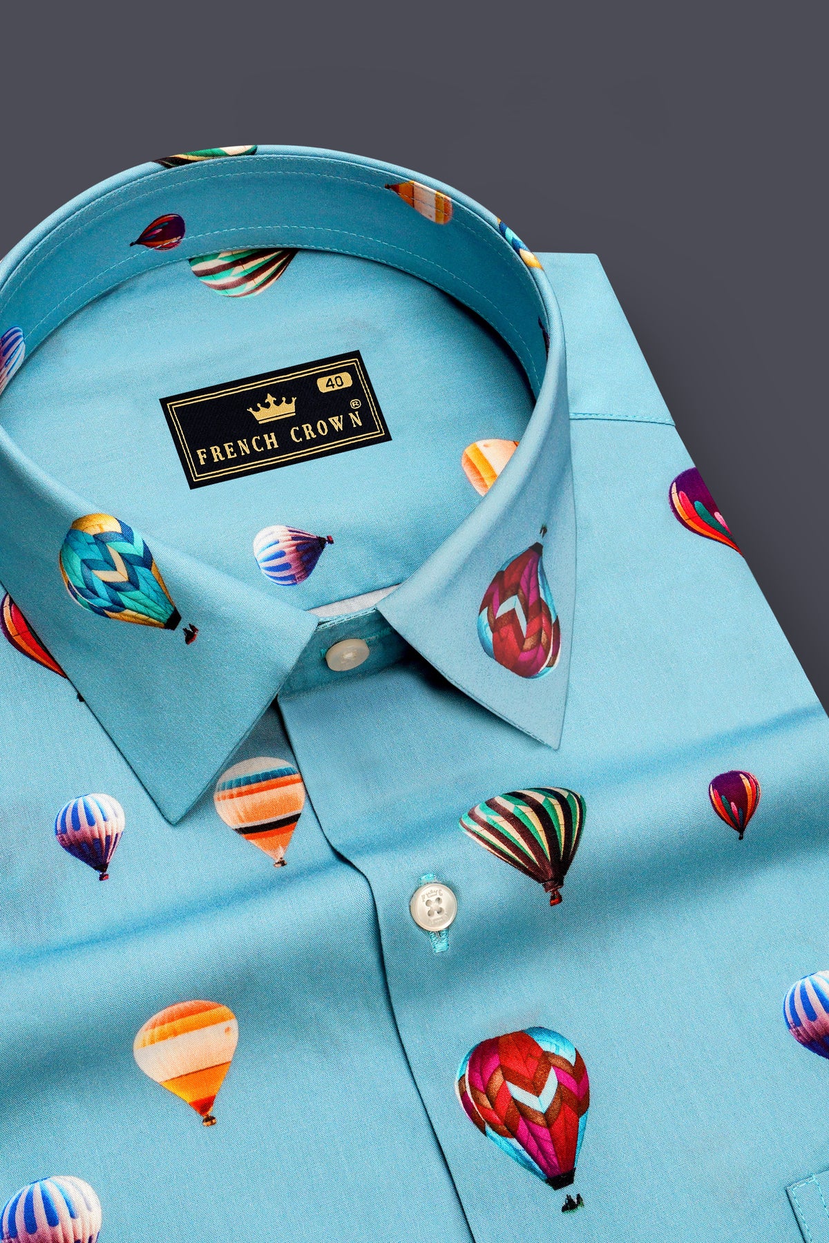 Zephyr-Glacier Blue Balloon Printed Subtle Sheen Super Soft Premium Cotton Casual Shirt