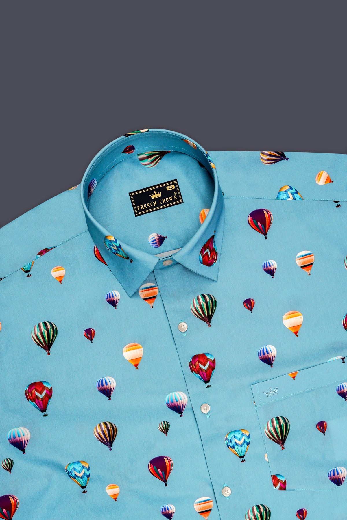 Zephyr-Glacier Blue Balloon Printed Subtle Sheen Super Soft Premium Cotton Casual Shirt