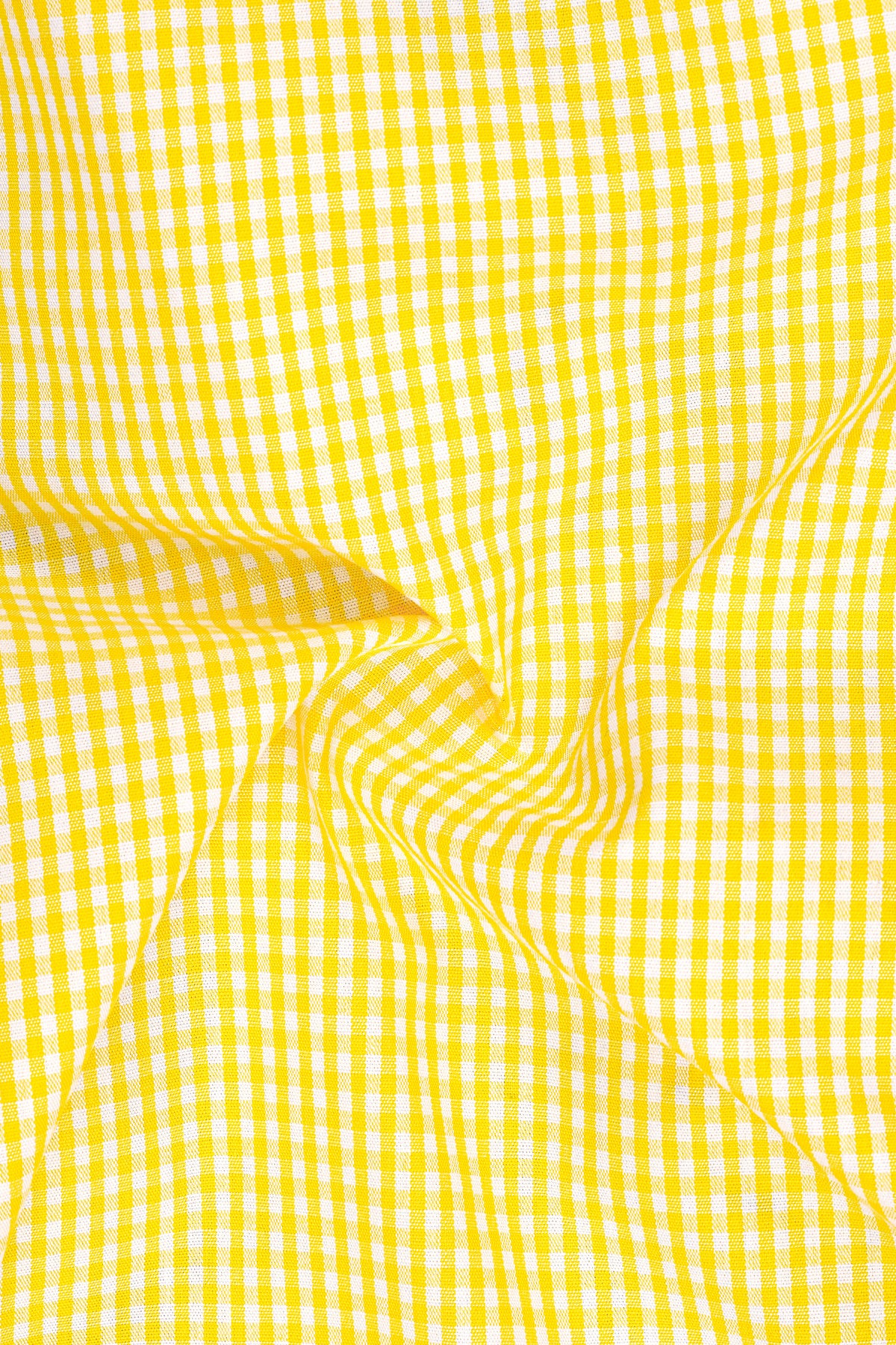 Dorado-Cadmium Yellow And Bright White Mini Checkd Poplin Giza Cotton Dress Shirt