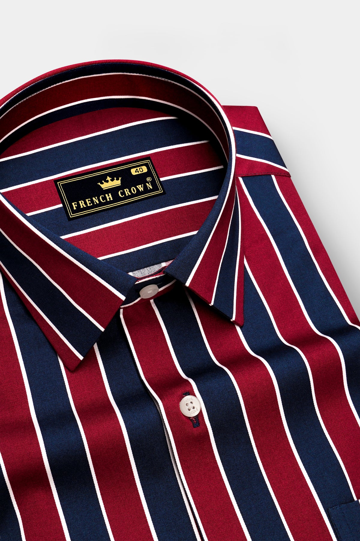 Montclair-Merlot Maroon And Ebony Blue Bengal Striped Super Soft Premium Cotton Dress Shirt