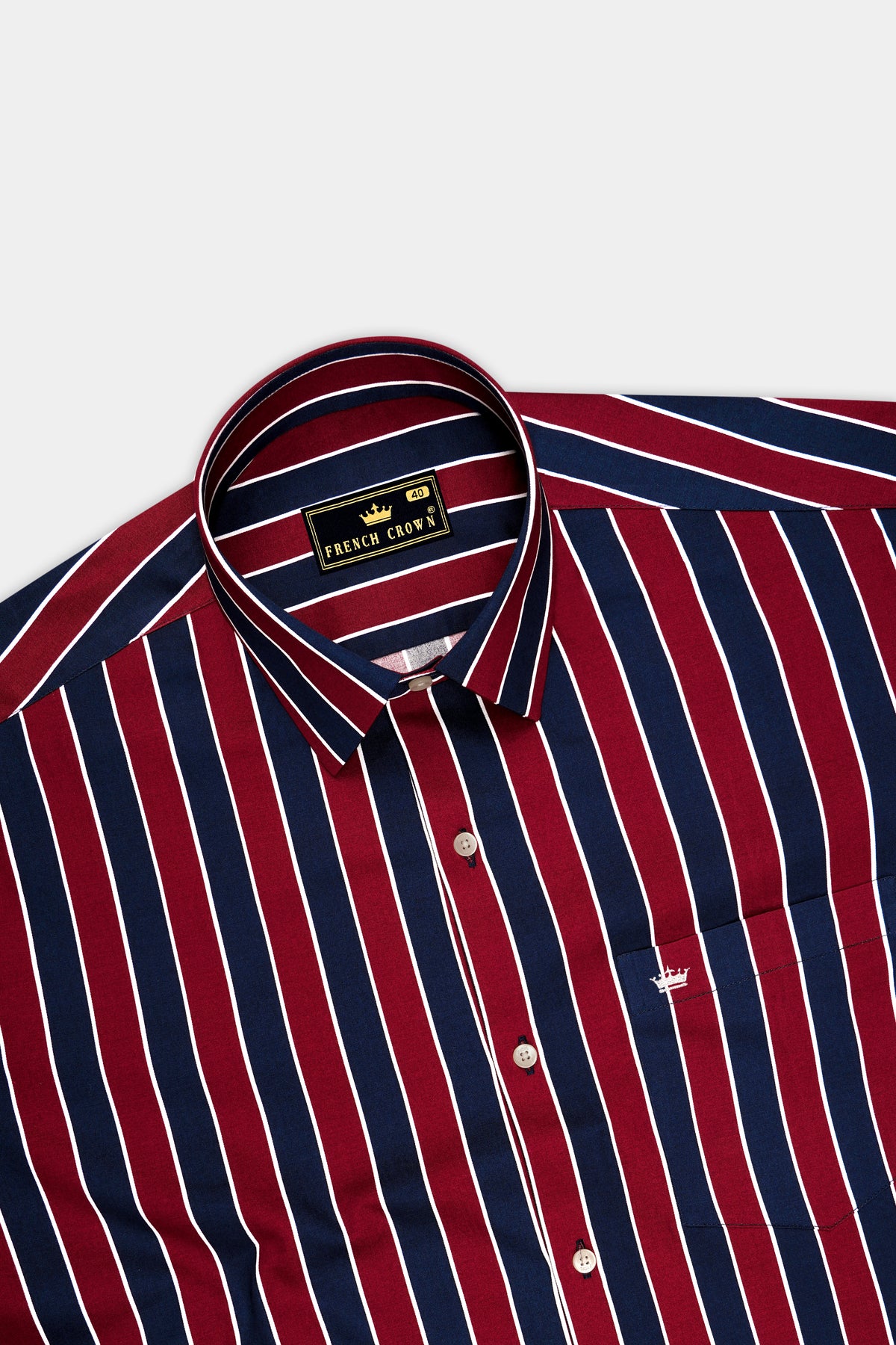 Montclair-Merlot Maroon And Ebony Blue Bengal Striped Super Soft Premium Cotton Dress Shirt