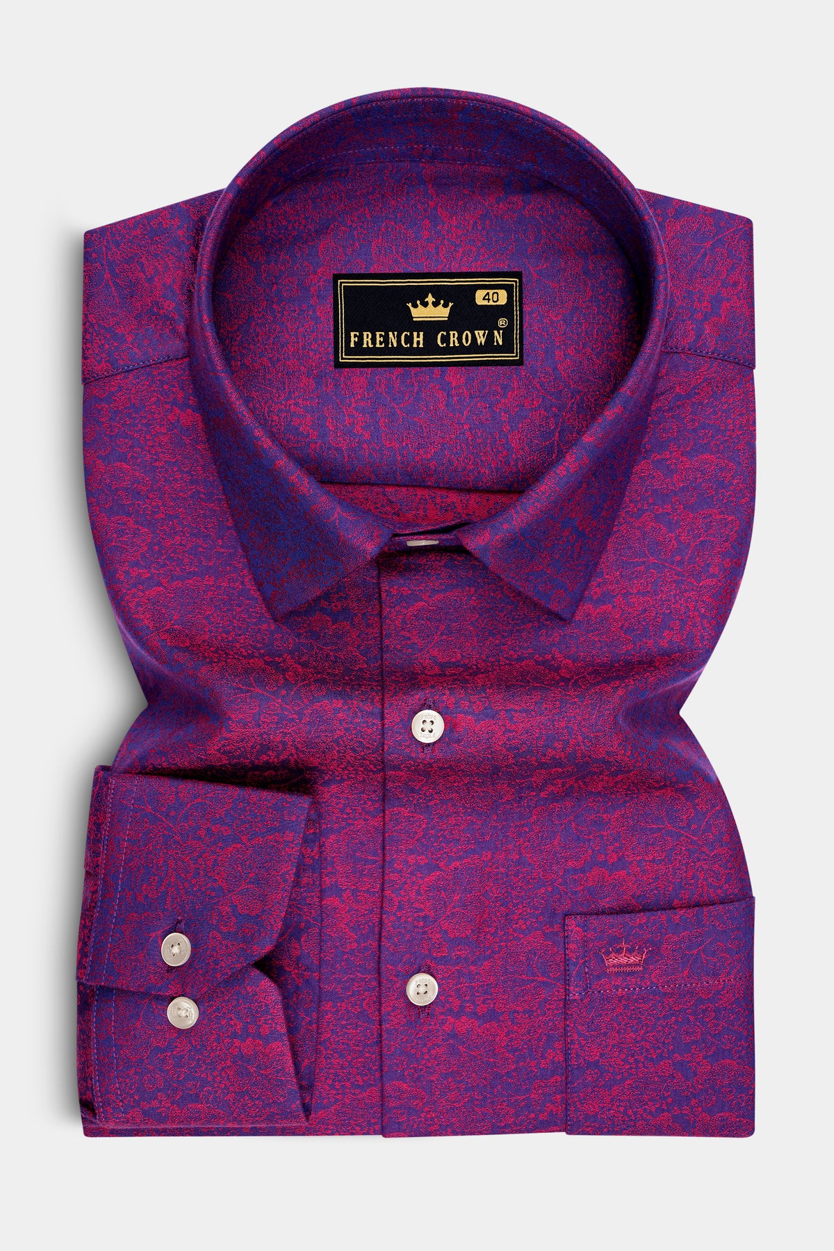 Majesty-Mardi Gras Purple Jacquard Textured Premium Cotton Dress Shirt