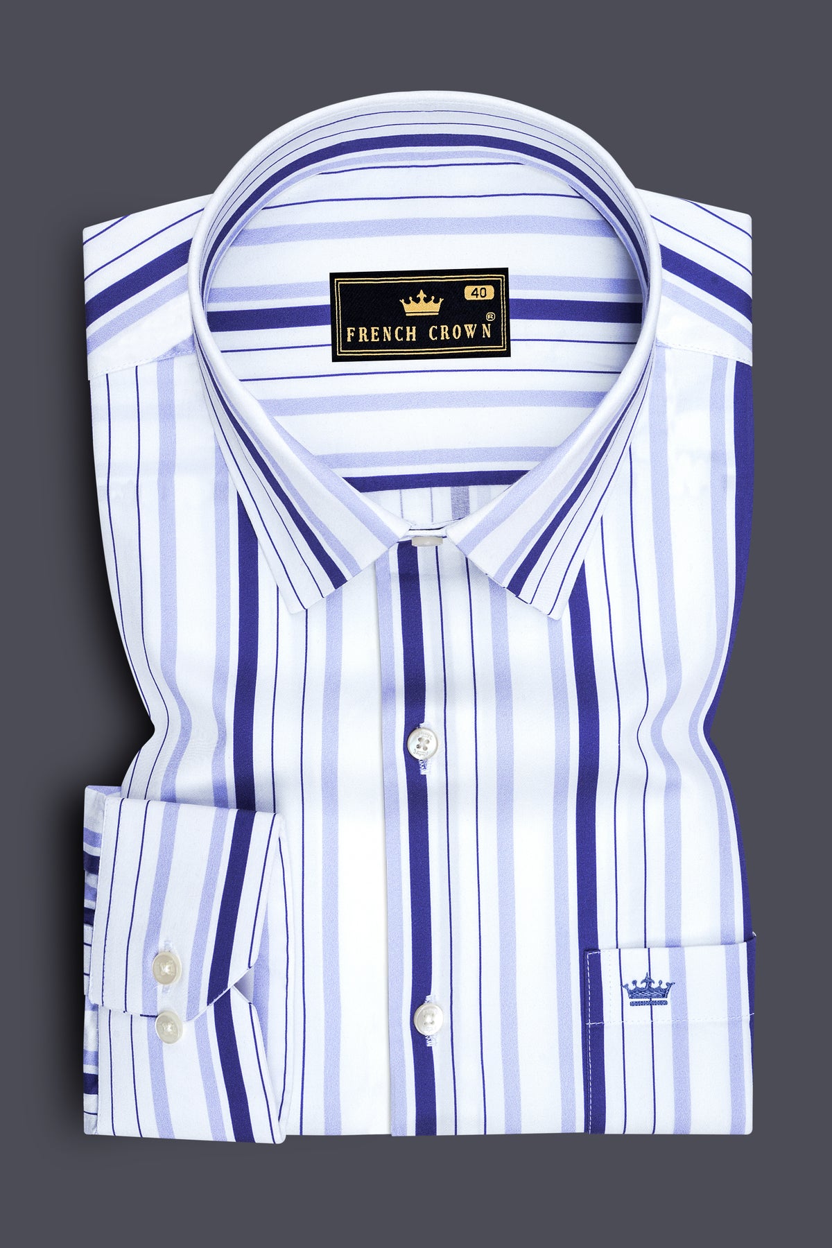 Nivale-Bright White And Cosmic Blue Striped Super Soft Premium Cotton Dress Shirt