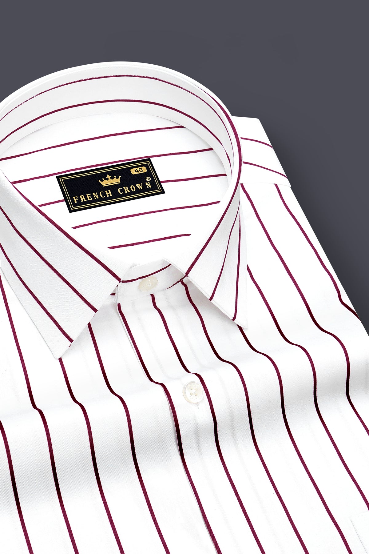 Rivelle-Bright White And Bordexaux Maroon Pin Striped Super Soft Premium Cotton Dress Shirt