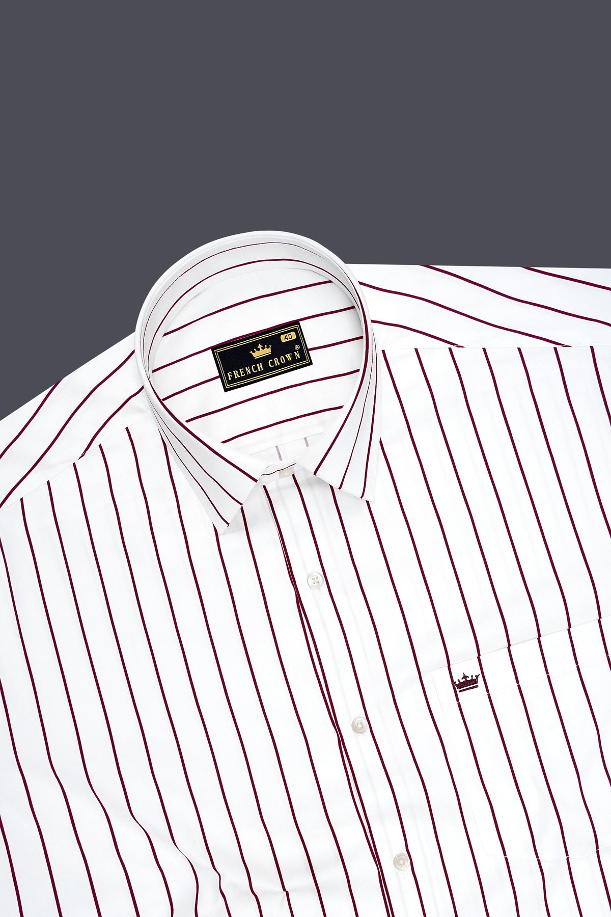 Rivelle-Bright White And Bordexaux Maroon Pin Striped Super Soft Premium Cotton Dress Shirt