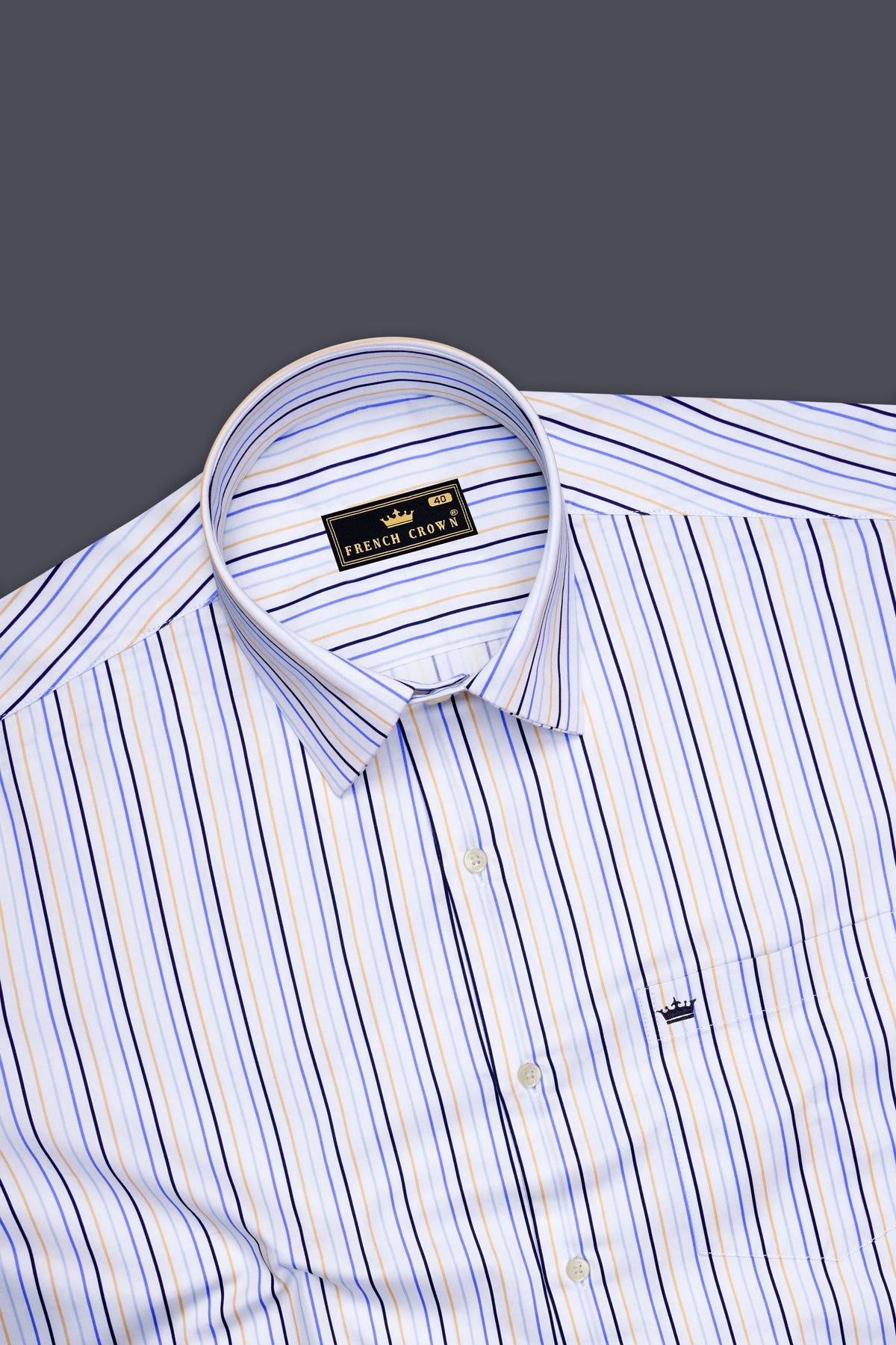 Verity-Bright White And Tolopea Blue Multicolour Pin Striped Super Soft Premium Cotton Dress Shirt