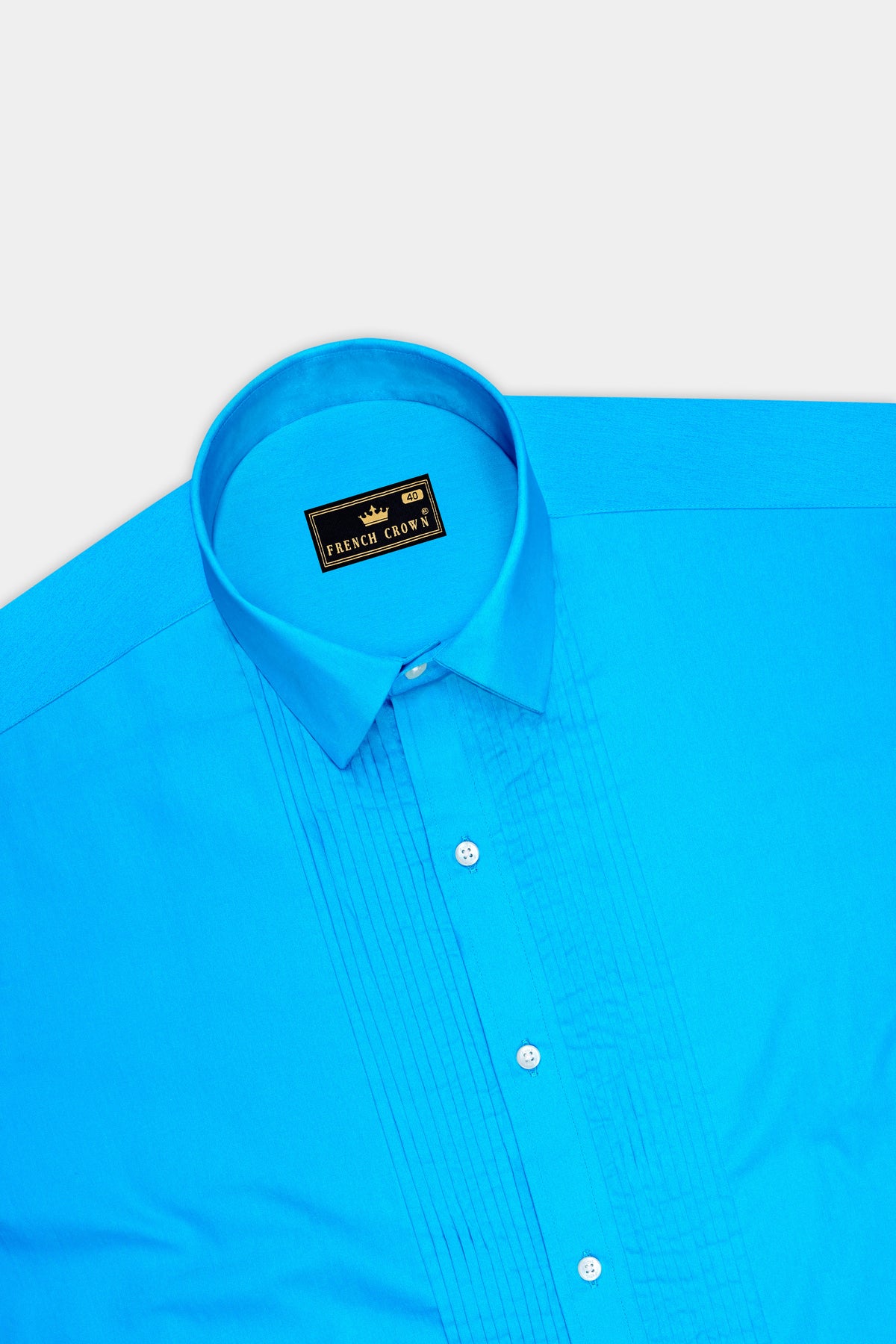 Saphir-Cerulean Blue Subtle Sheen Super Soft Premium Cotton Tuxedo Dress Shirt