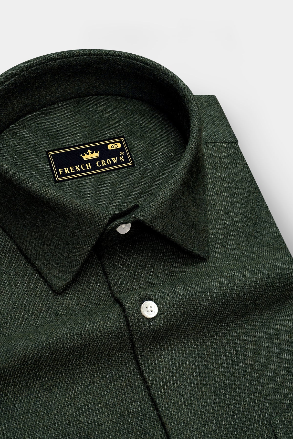 Grove-Hunter Green Textured Heavy Weight Flannel Premium Cotton Casual Shirt