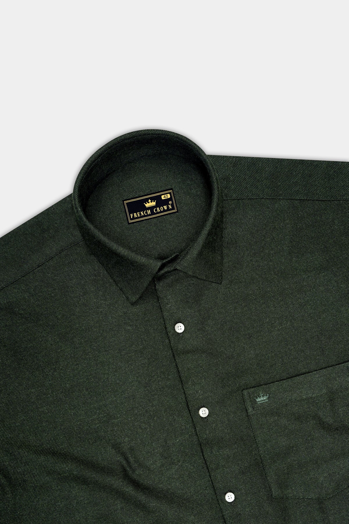 Grove-Hunter Green Textured Heavy Weight Flannel Premium Cotton Casual Shirt