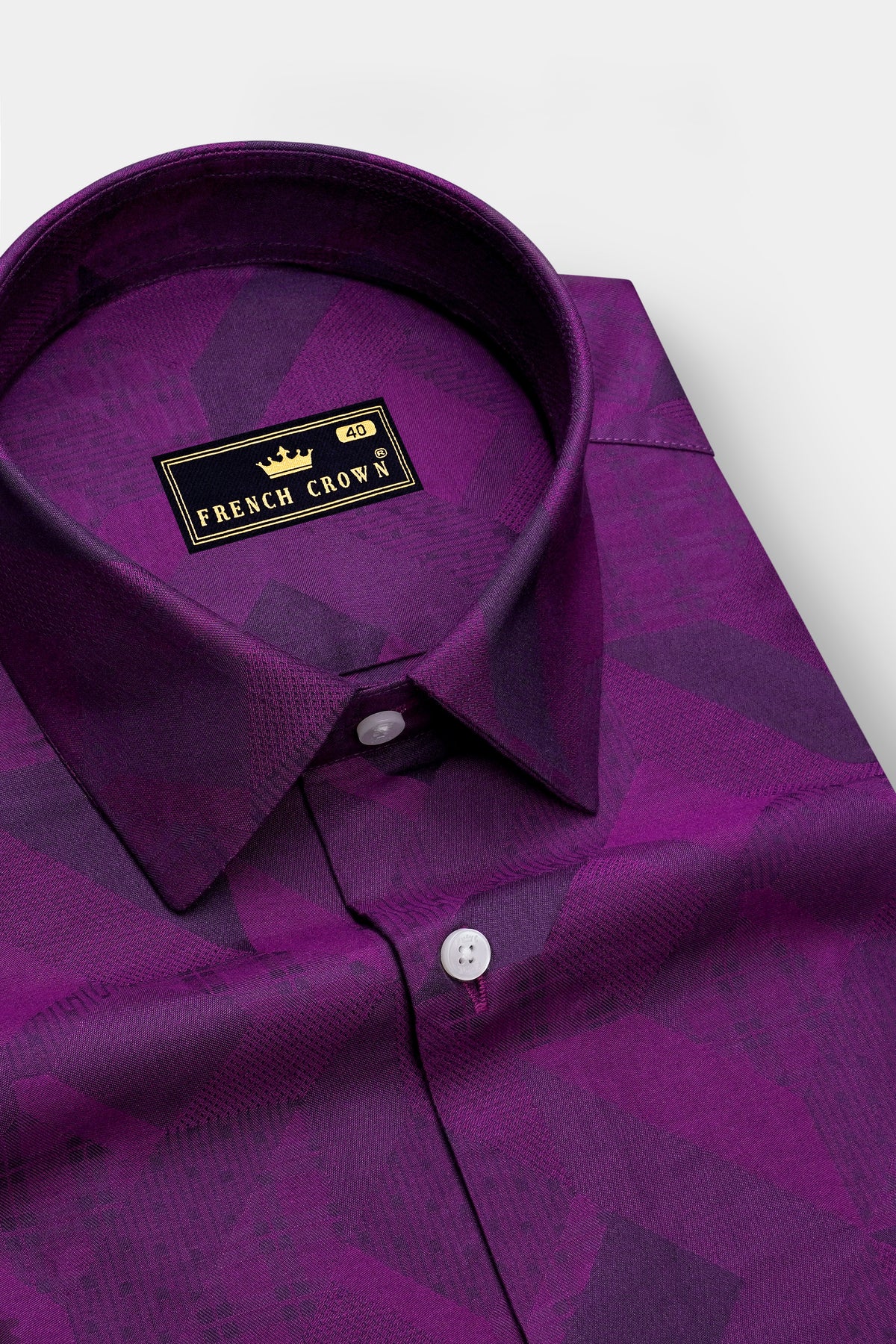 Elysian-Clairvoyant Purple Brushstroke Jacquard Textured Premium Cotton Dress Shirt