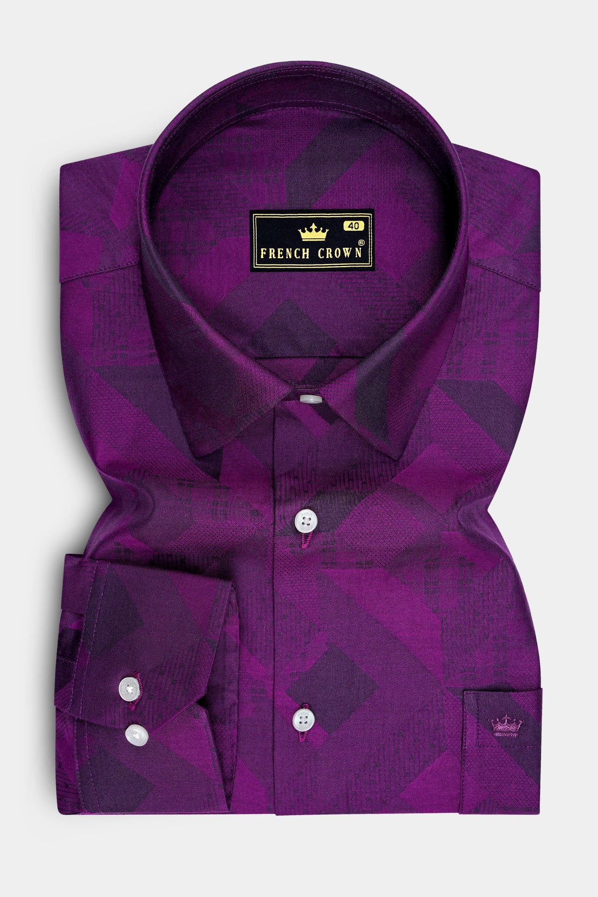 Elysian-Clairvoyant Purple Brushstroke Jacquard Textured Premium Cotton Dress Shirt