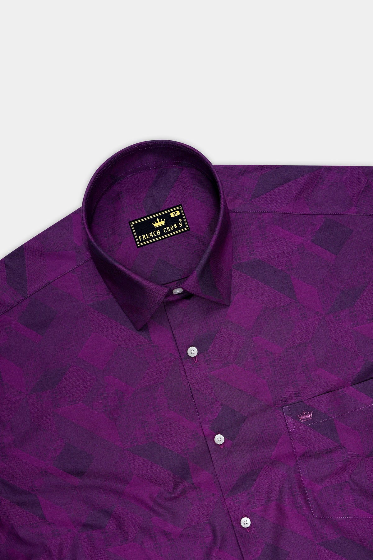 Elysian-Clairvoyant Purple Brushstroke Jacquard Textured Premium Cotton Dress Shirt