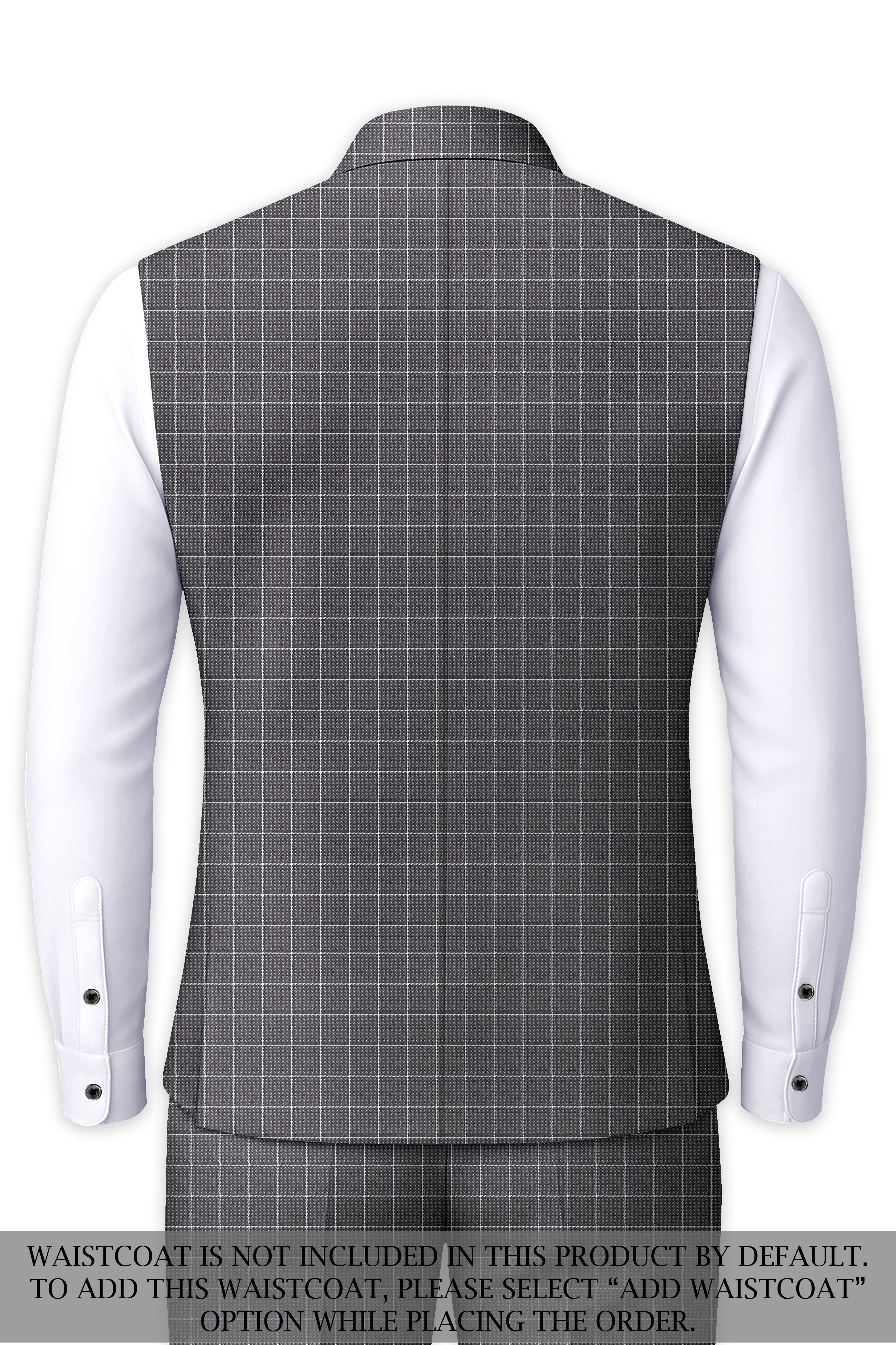 Mortar Gray Checkered Cross Placket Bandhgala Suit