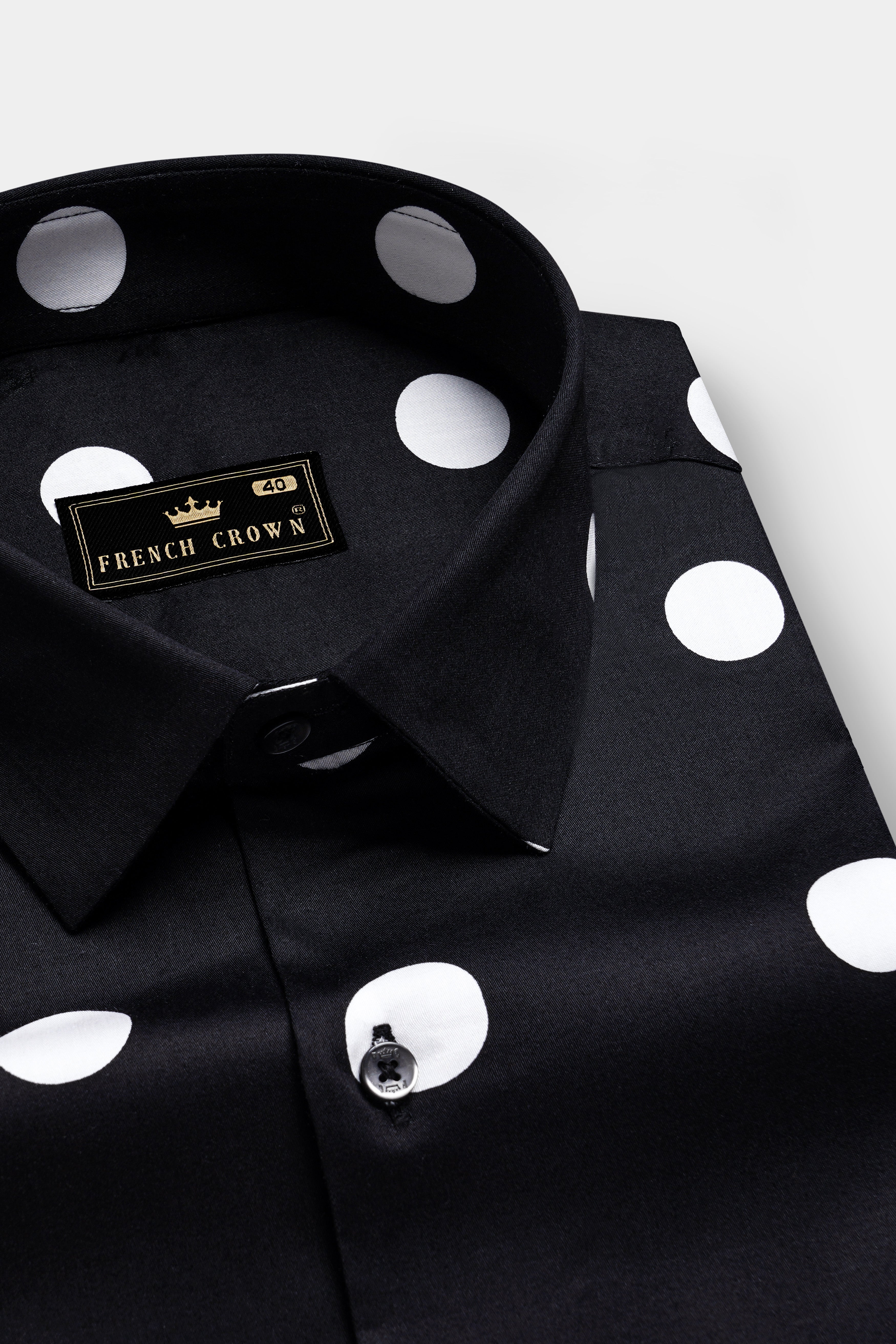 Jade Black Polka Dotted Premium cotton Shirt