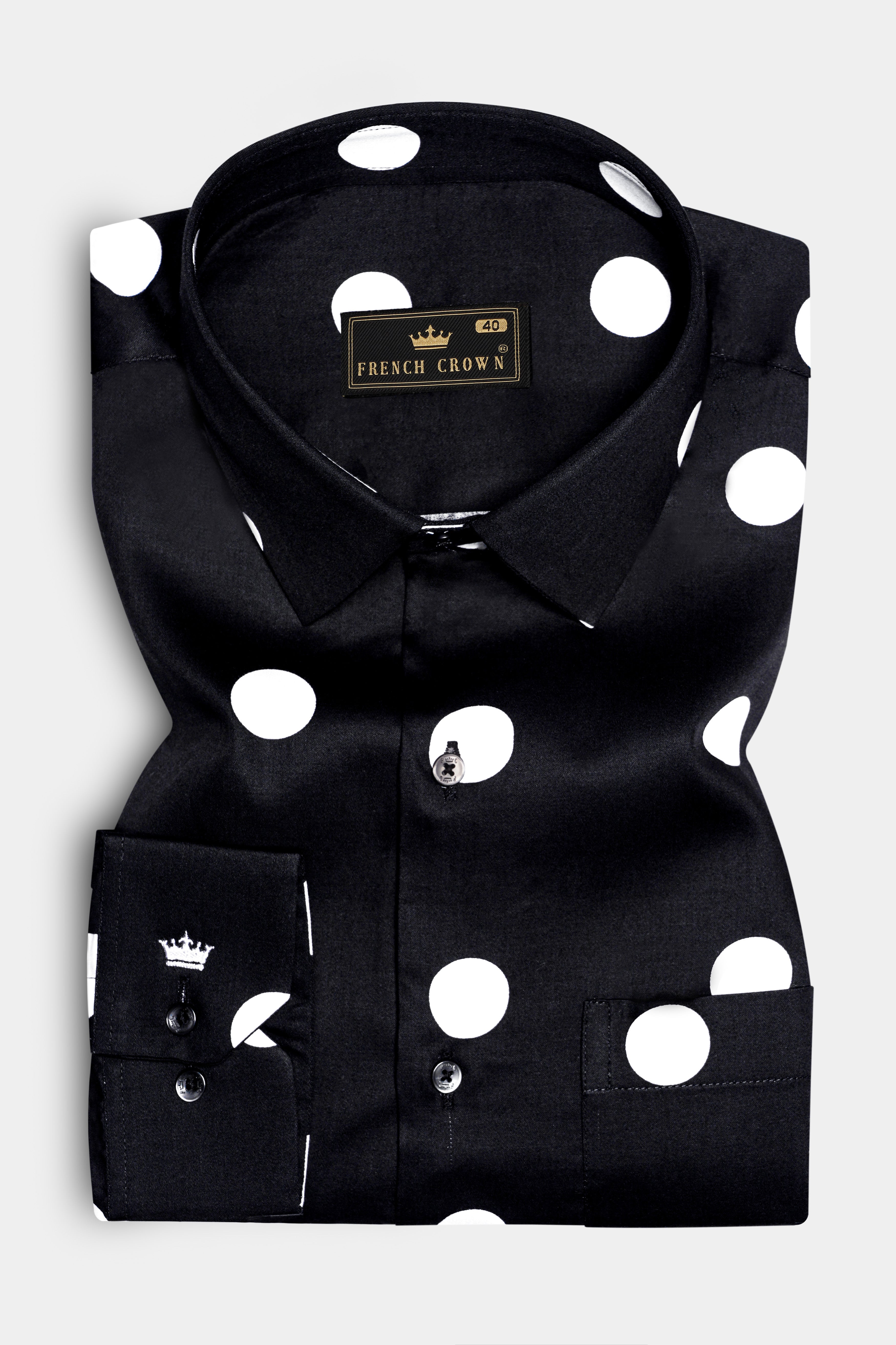 Jade Black Polka Dotted Premium cotton Shirt