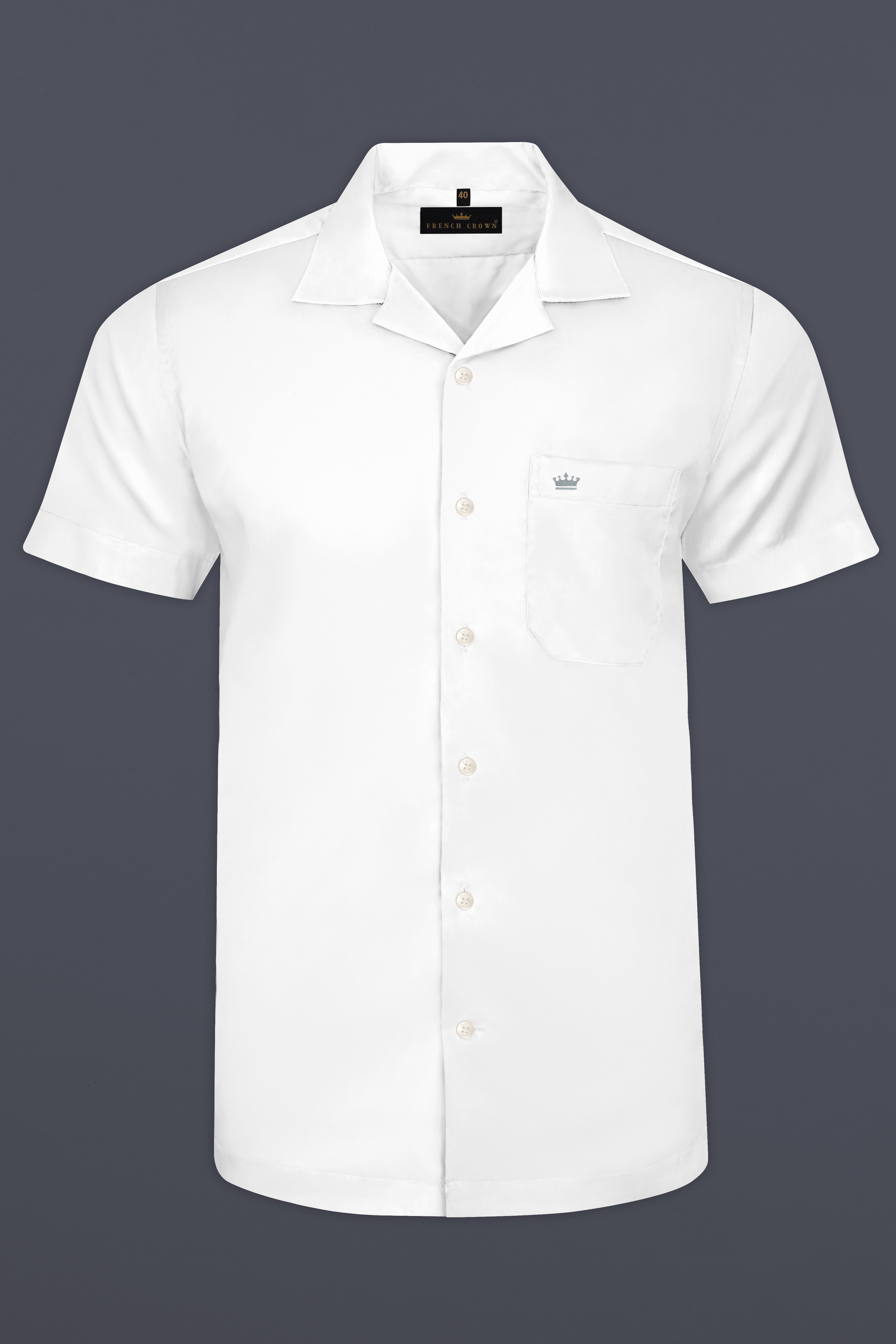 Bright White Subtle Sheen Cuban Collar Super Soft Giza Cotton SHIRT