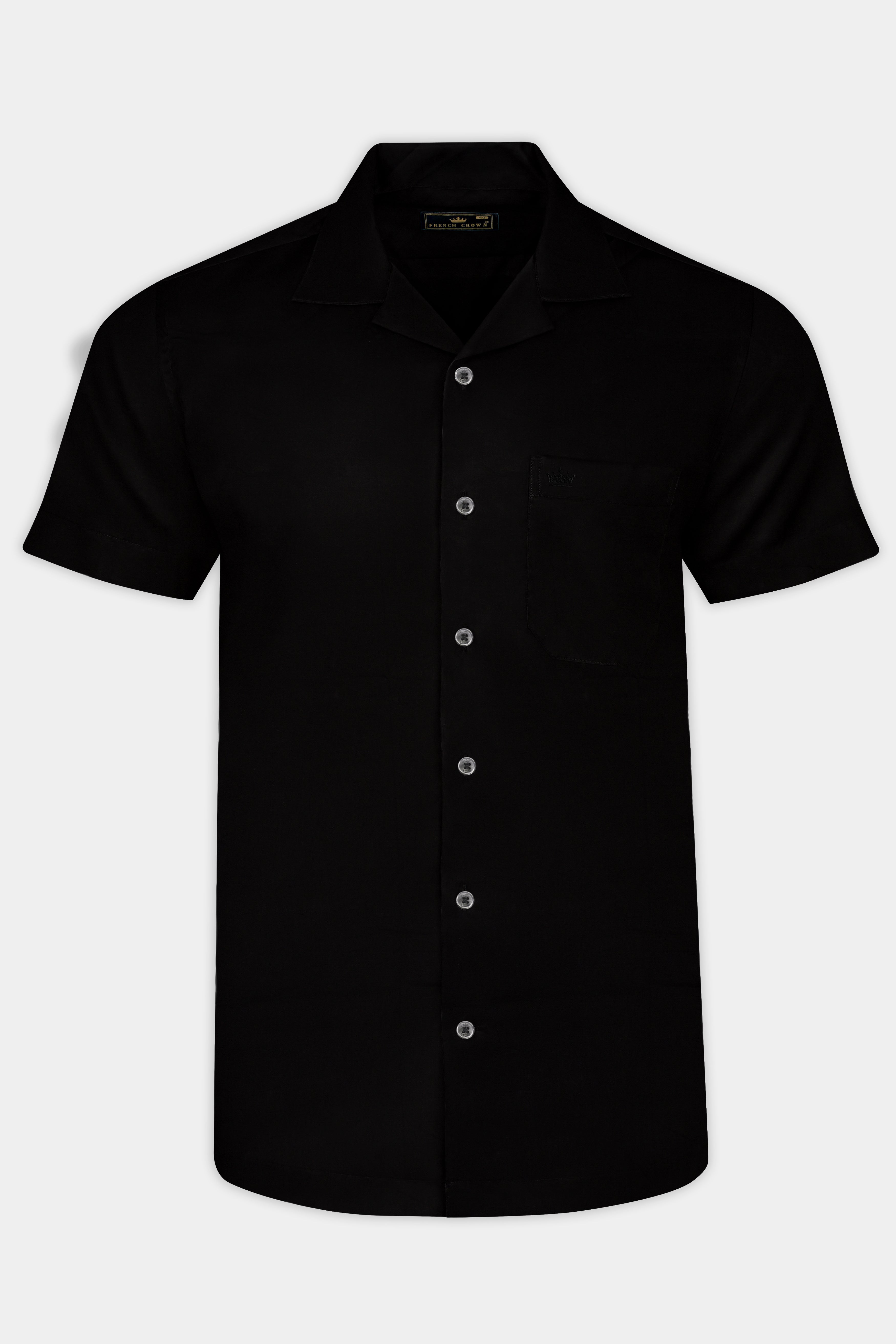 Jade Black Cuban Collar Super Soft Giza Cotton Shirt