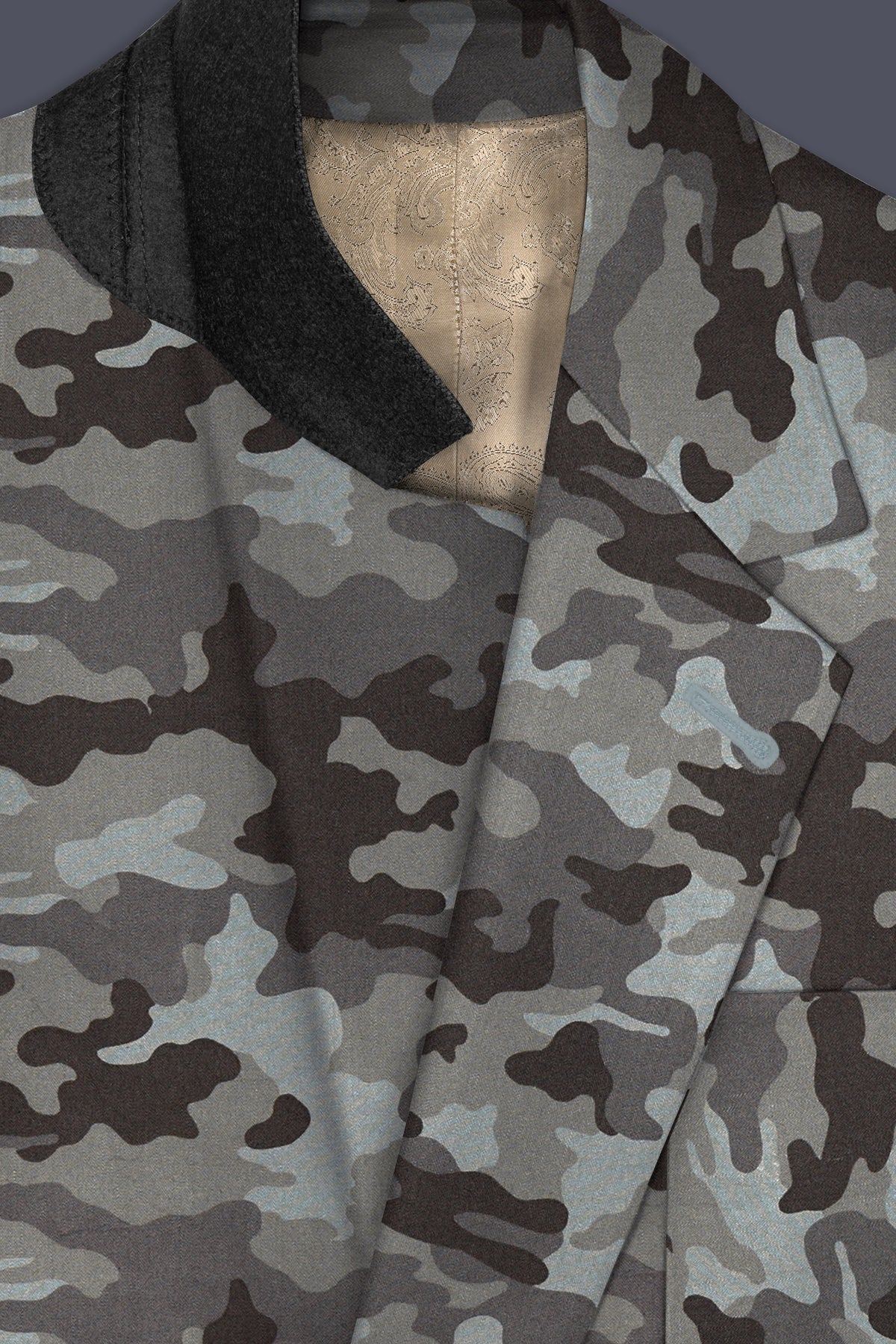 Gravel Gray with Iridium Brown Camouflage Premium Cotton Designer Sports Suit