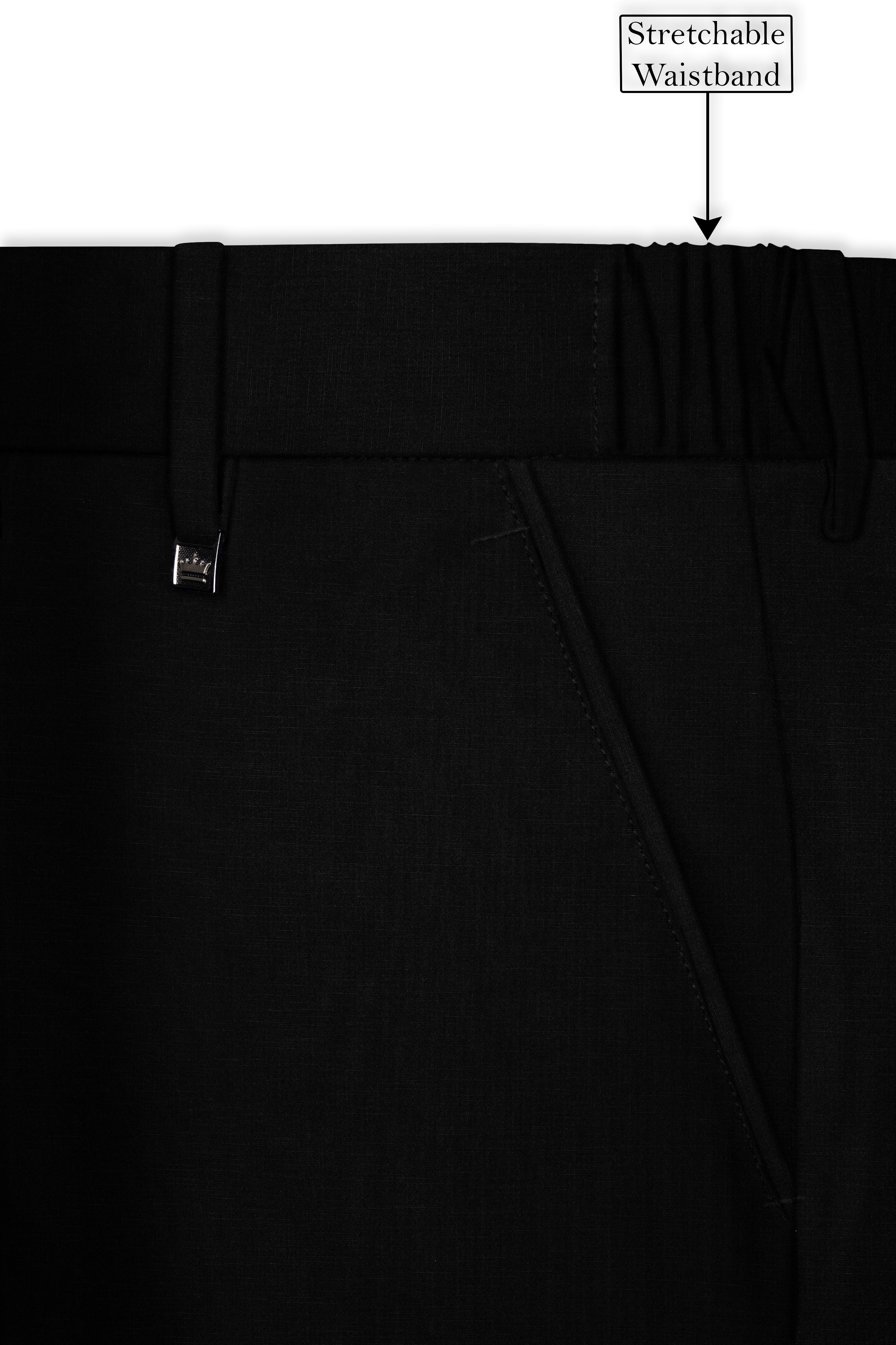 Jade Black Stretchable Subtle Sheen Designer Wool Rich Suit