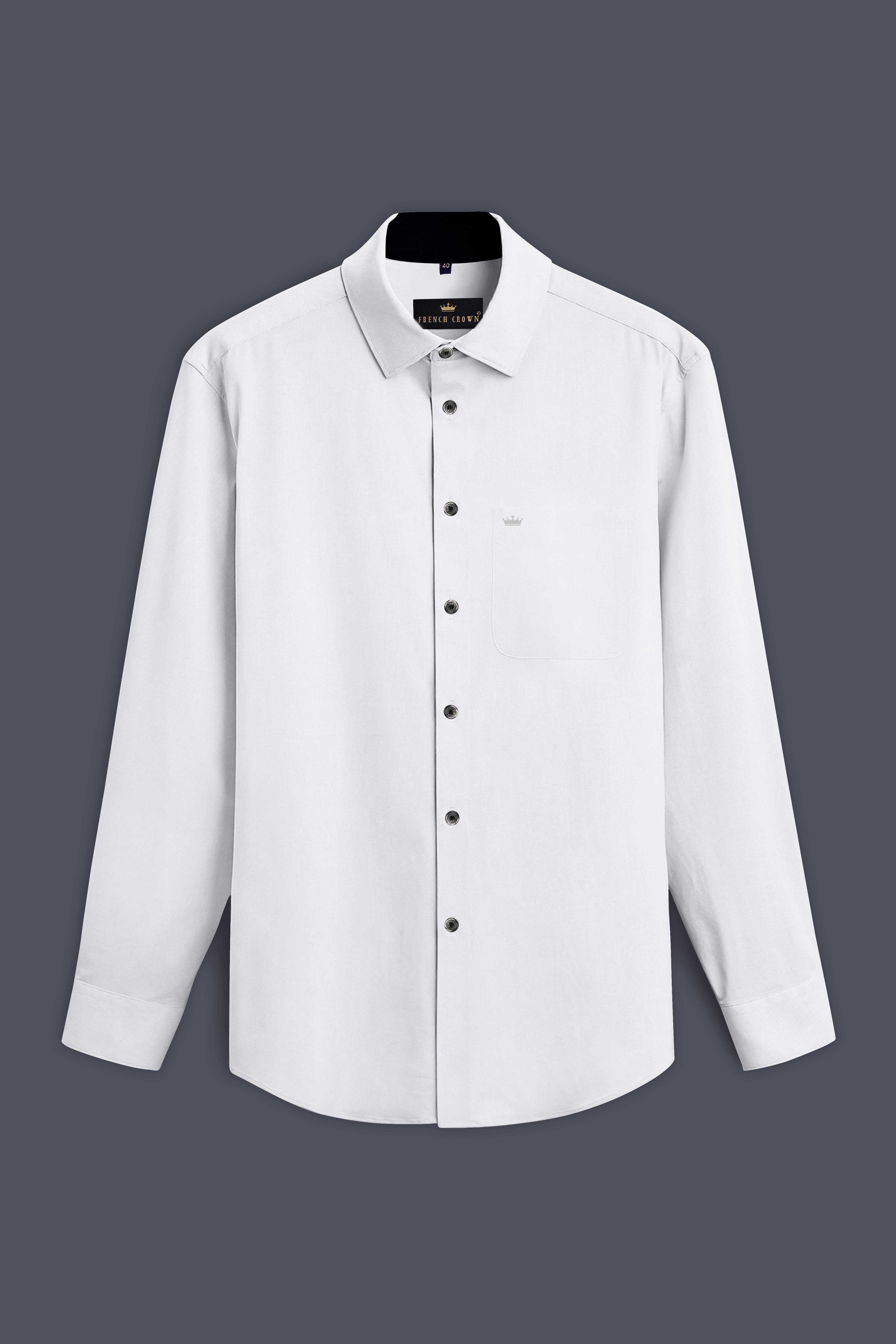 Bright White Subtle Sheen with Black Collar detailed Super Soft Giza Cotton SHIRT