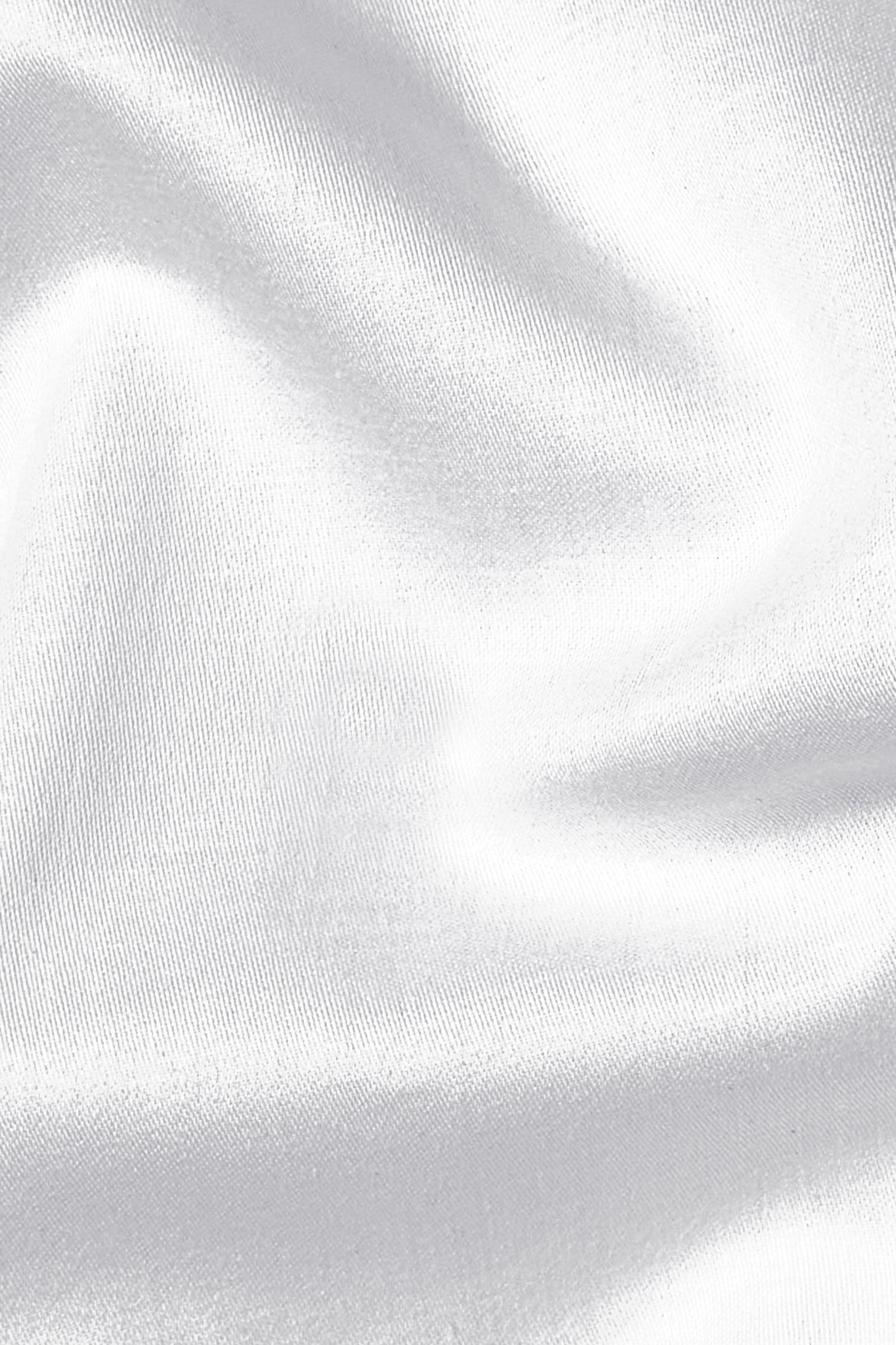 Bright White Subtle Sheen Rice Stitching Patterned Designer Super Soft Giza Cotton SHIRT