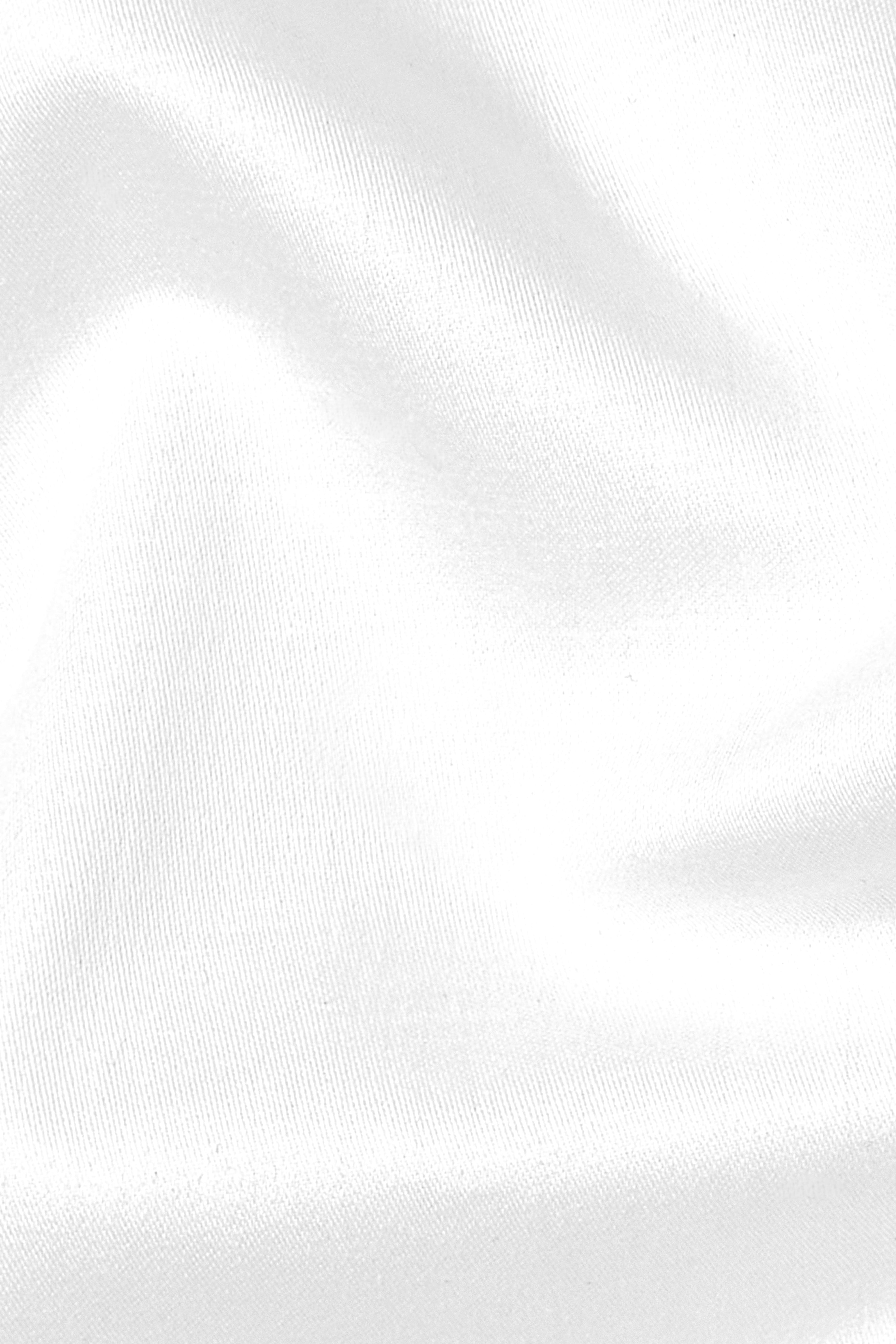 Bright White Subtle Sheen Rice Stitching Patterned Indian Kurta Style Super Soft Giza Cotton SHIRT