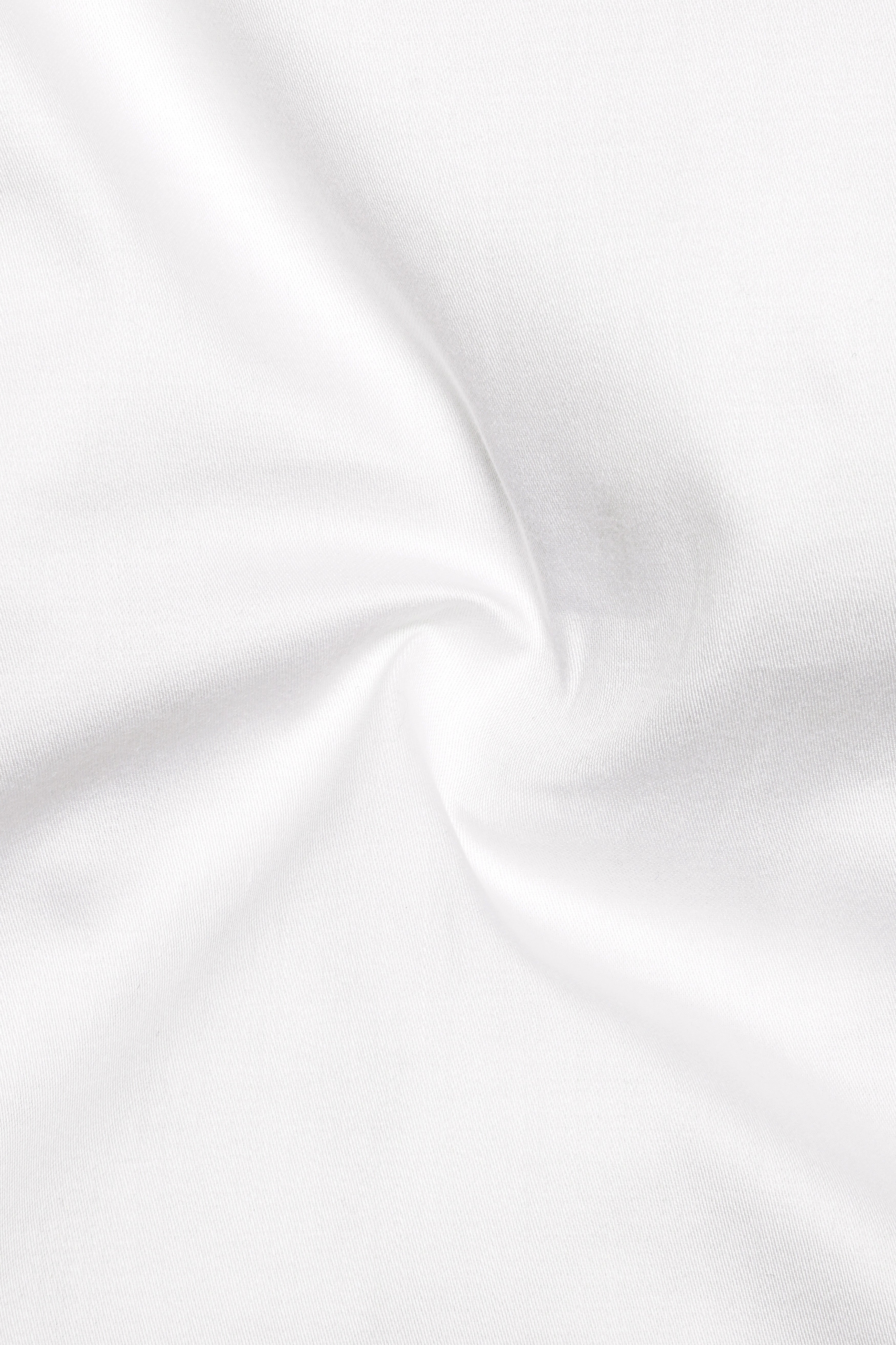 Bright White Subtle Sheen With Collar Detail Giza Cotton Shirt