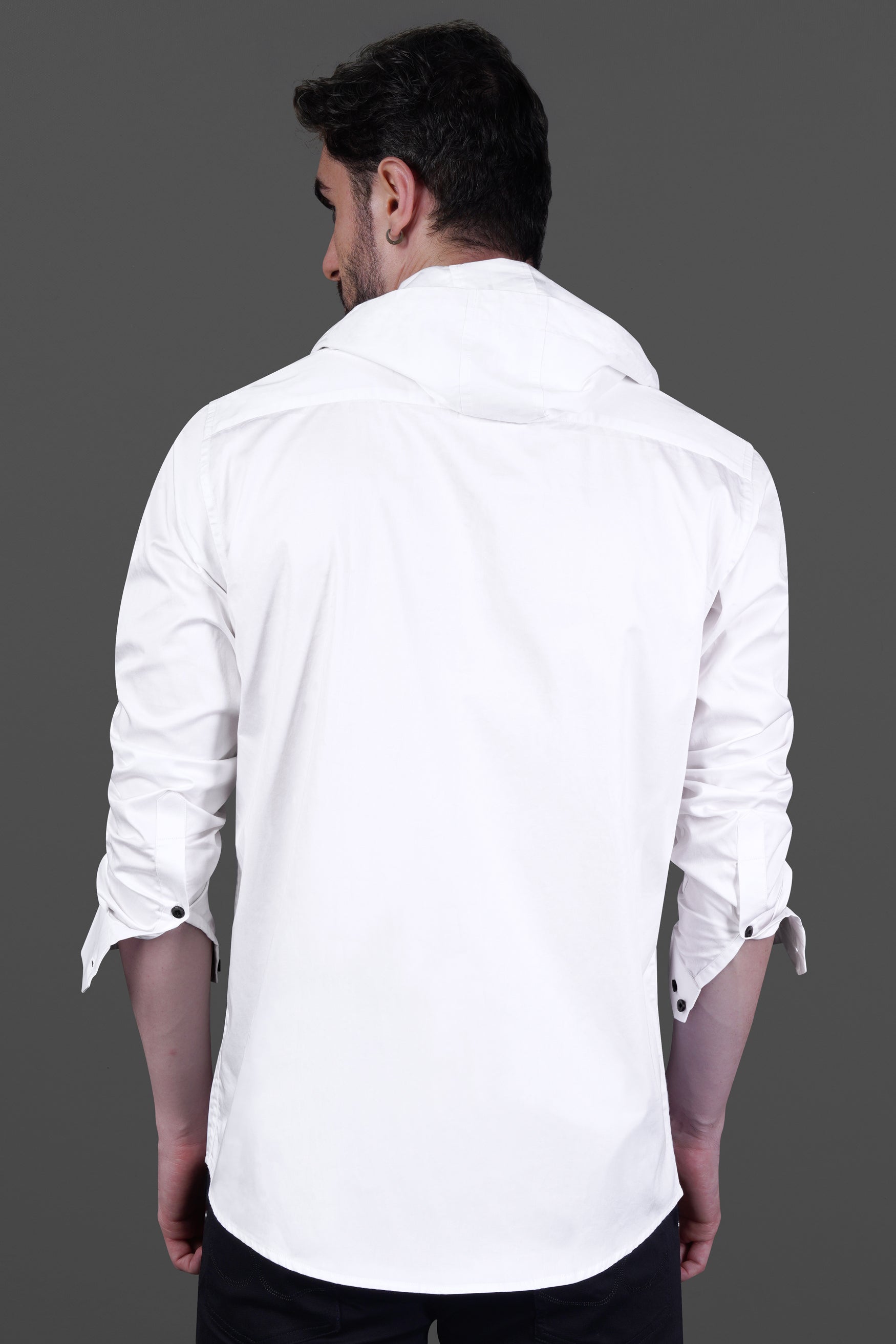 Mens white hooded t on sale shirt