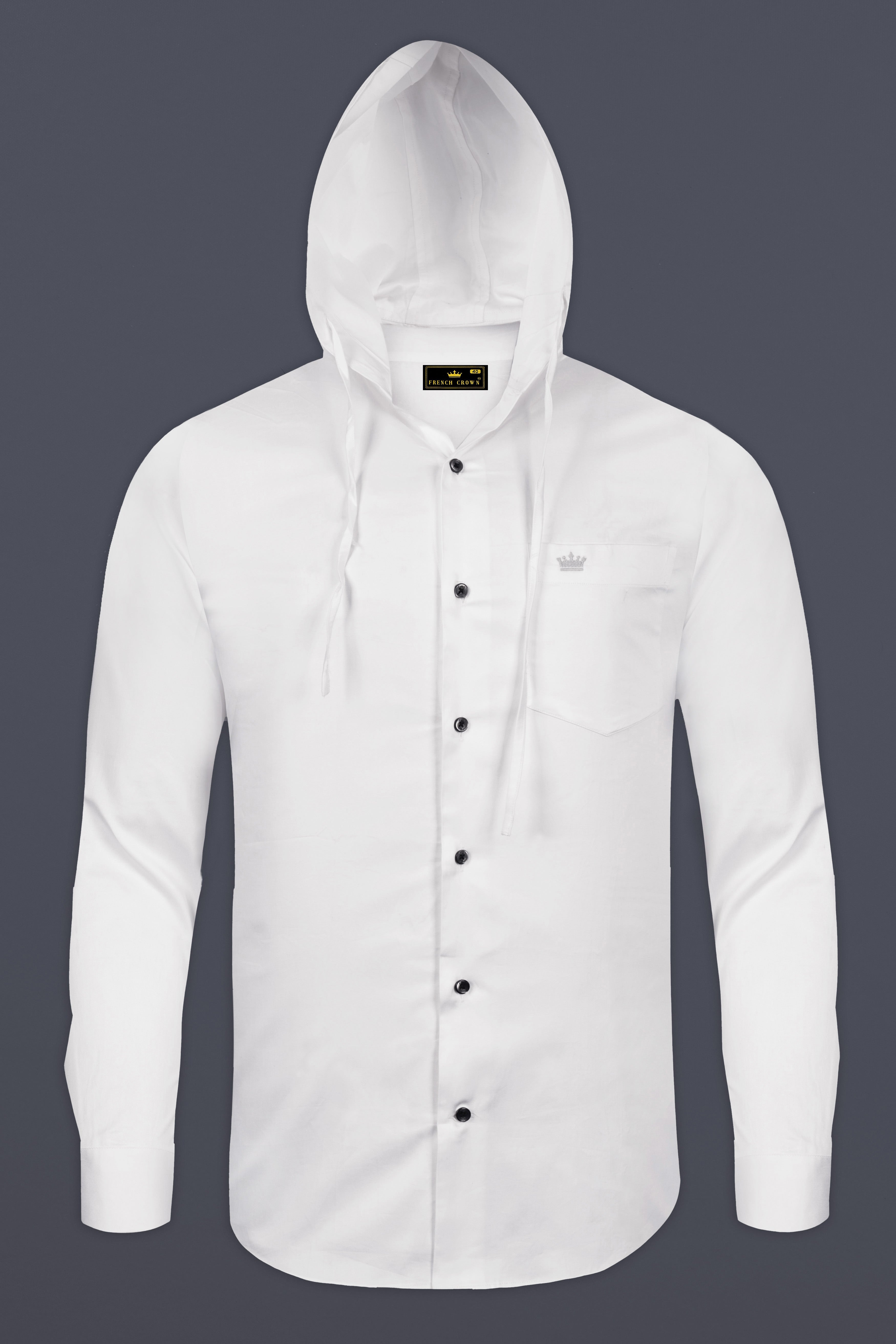 Bright White Subtle Sheen Super Soft Giza Cotton Hoodie Shirt