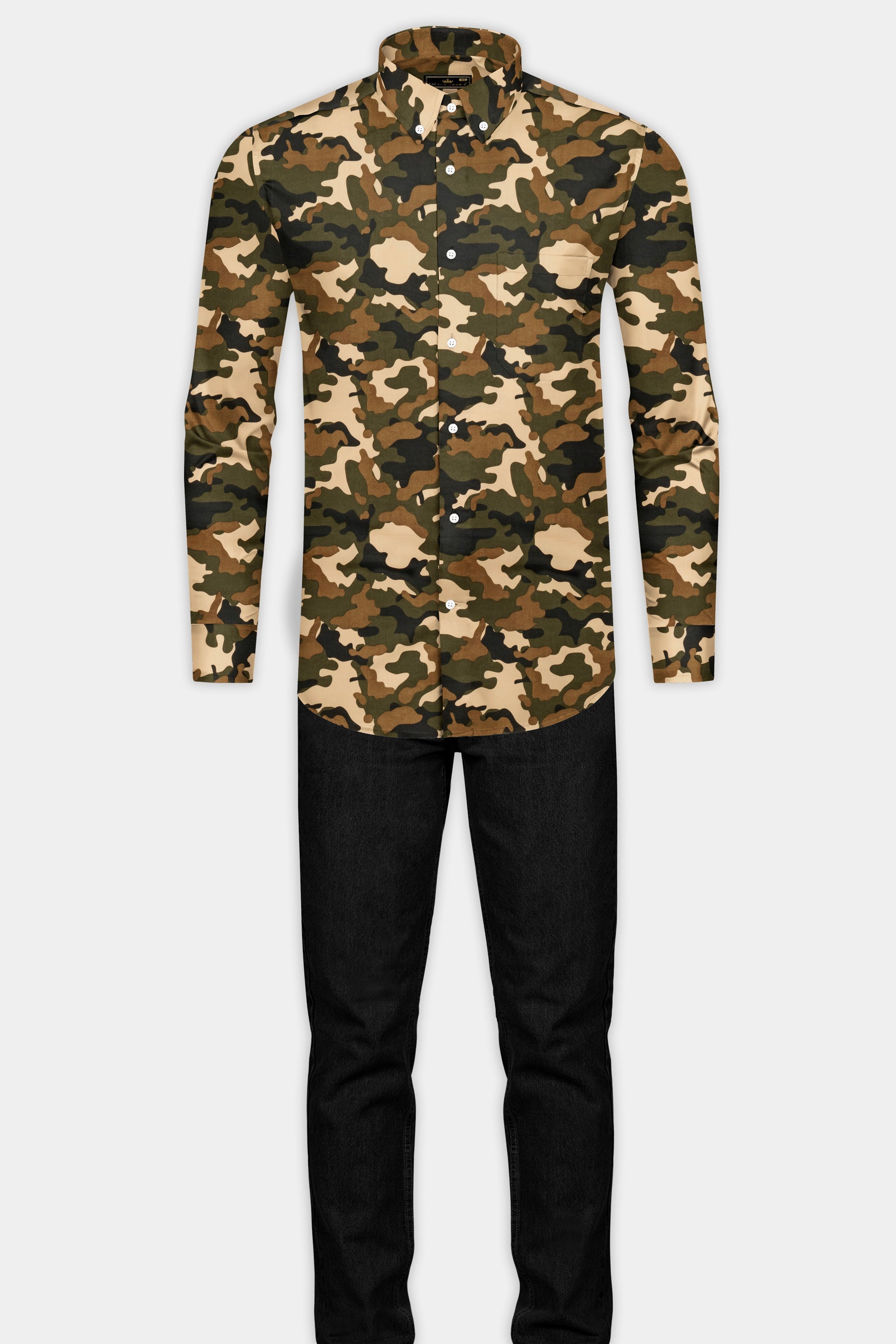 Camouflage Military Print Royal Oxford Shirt