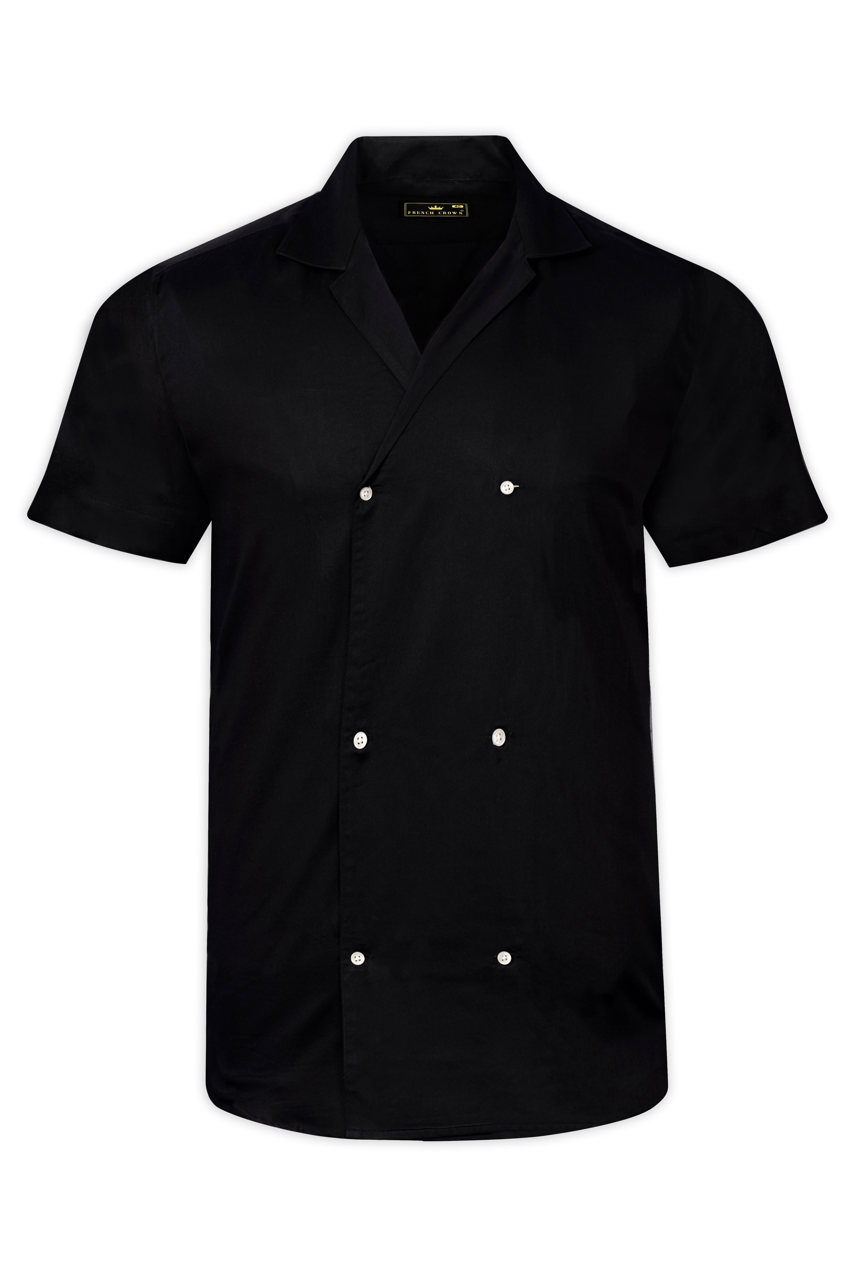 Jade Black Double-Breasted Premium Cotton Designer Shirt