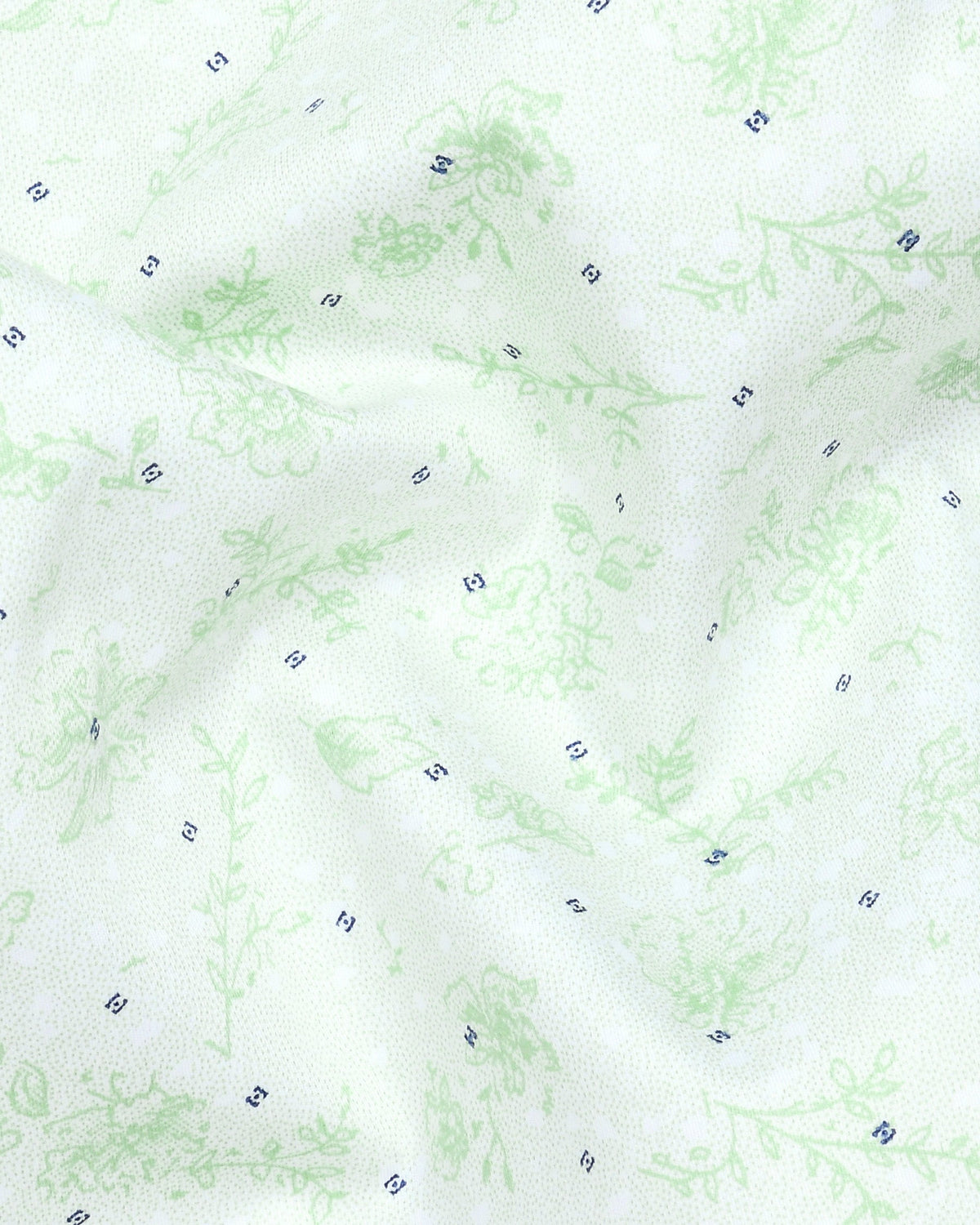 Moss Green Leaves Printed Satin Shirt