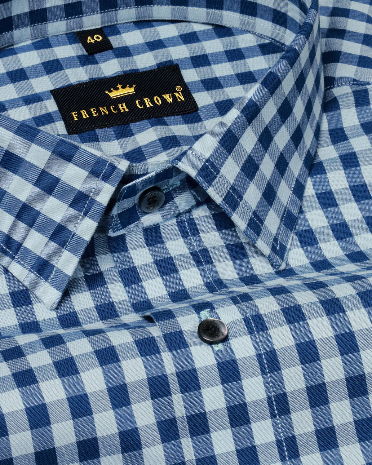 Biscay Blue Checkered Premium Cotton Shirt