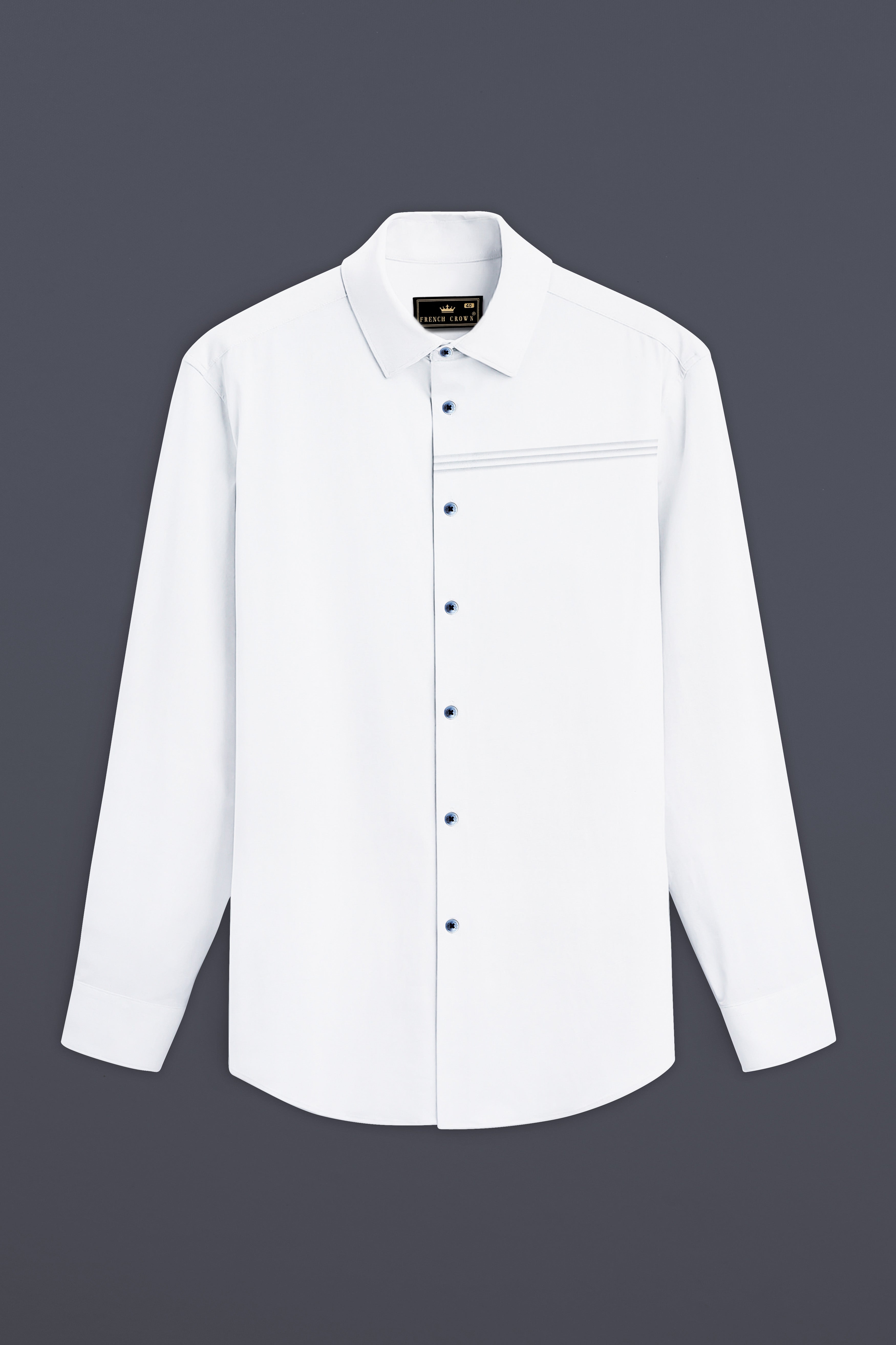 Bright White Subtle Sheen Patterned Premium Giza Cotton Shirt