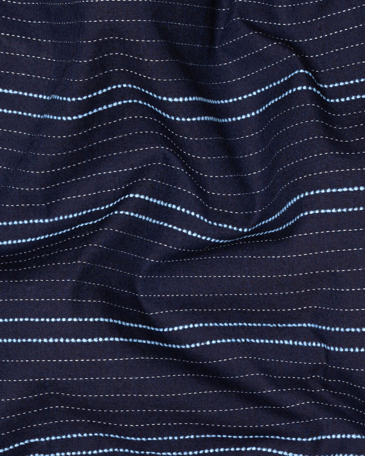 Midnight Blue with Stitching Textured Stripes Premium Giza Cotton Shirt