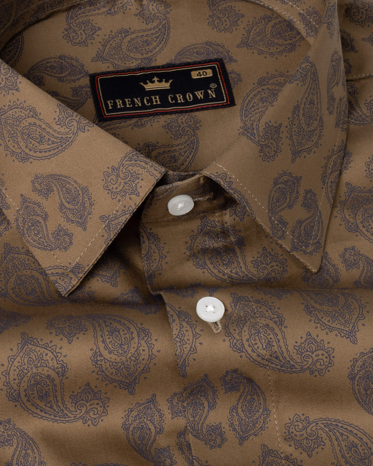 Domino Brown with Ninja Paisleys Print Premium Satin Shirt