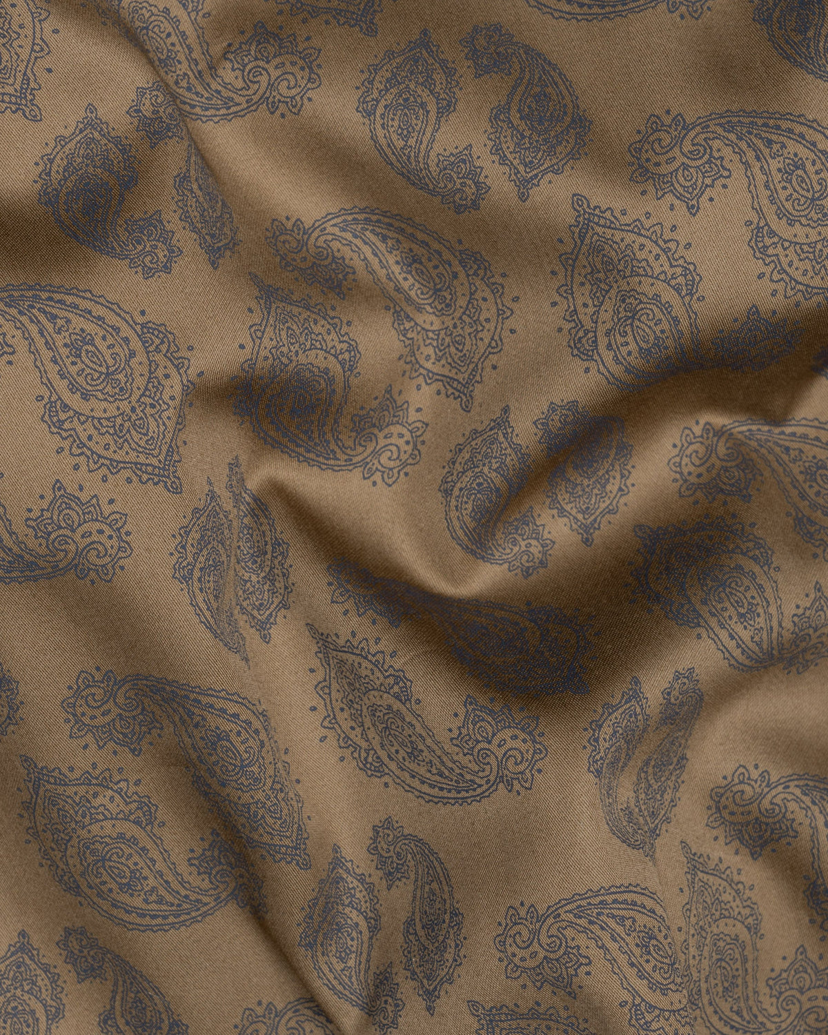 Domino Brown with Ninja Paisleys Print Premium Satin Shirt