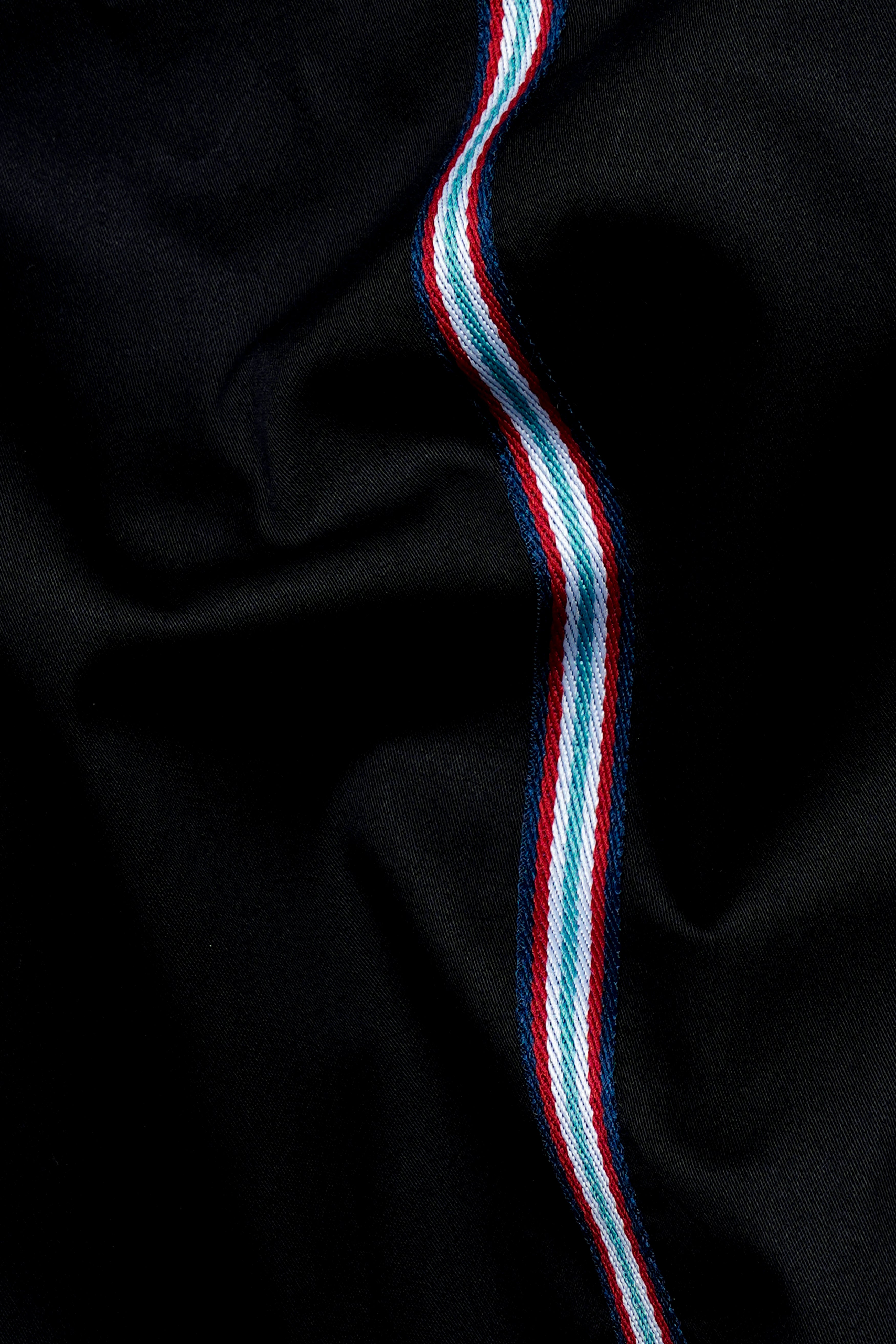 Jade Black with Carmine Red three trimming Patterned Premium Cotton Shirt