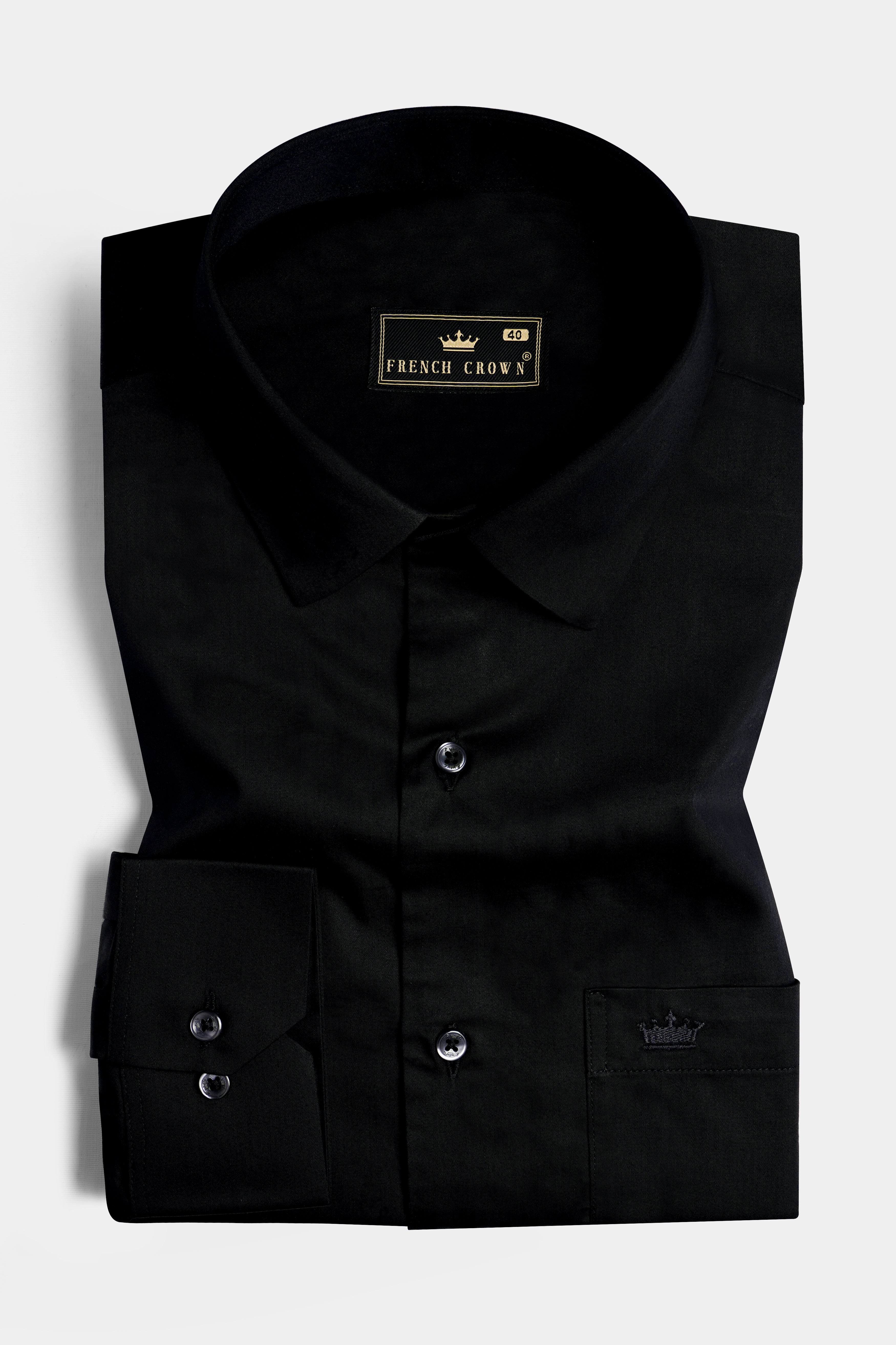 Jade Black with Carmine Red three trimming Patterned Premium Cotton Shirt