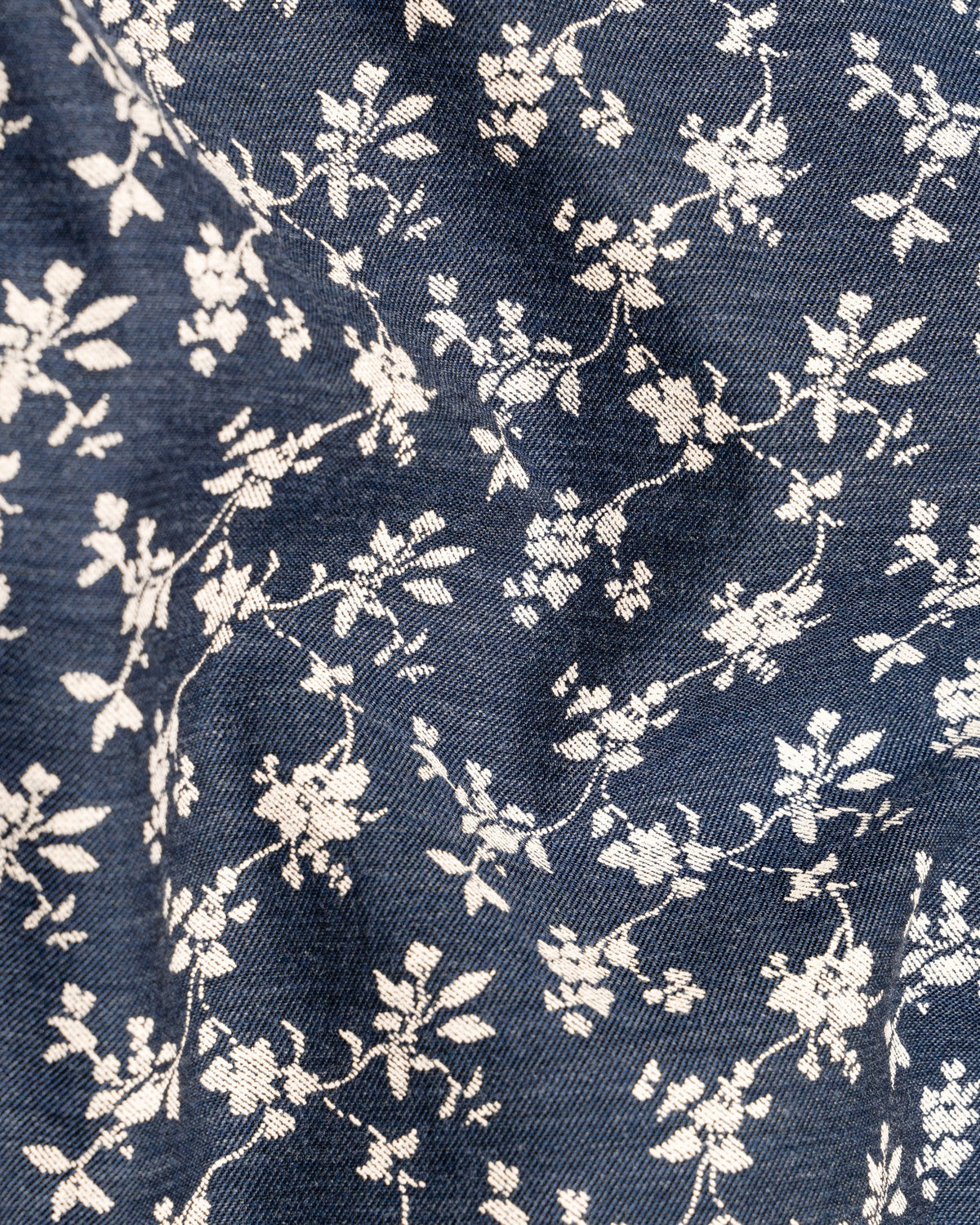 Denim Blue Flowers Printed Premium Oxford Shirt