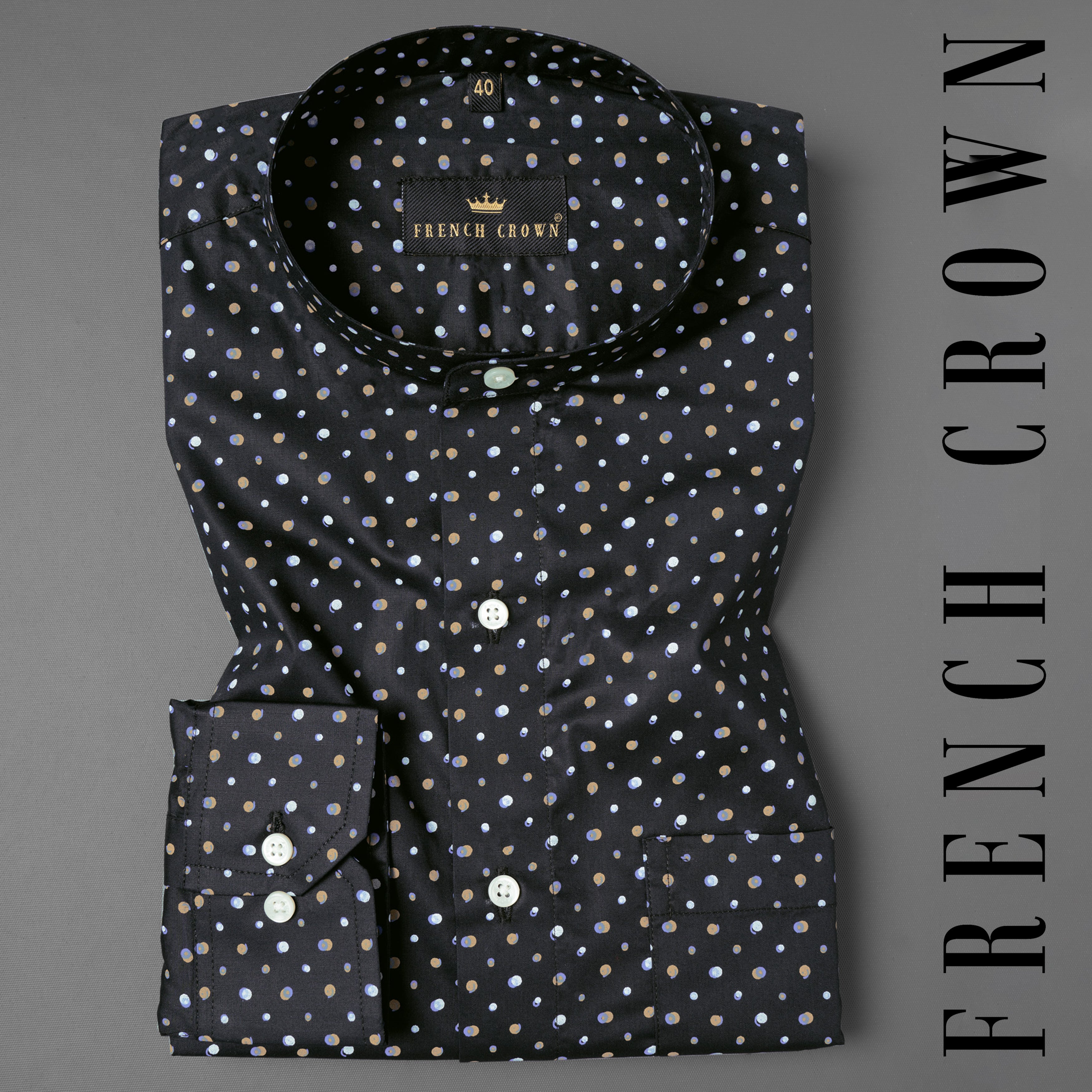 Jade Black Dots Printed Premium Cotton Shirt