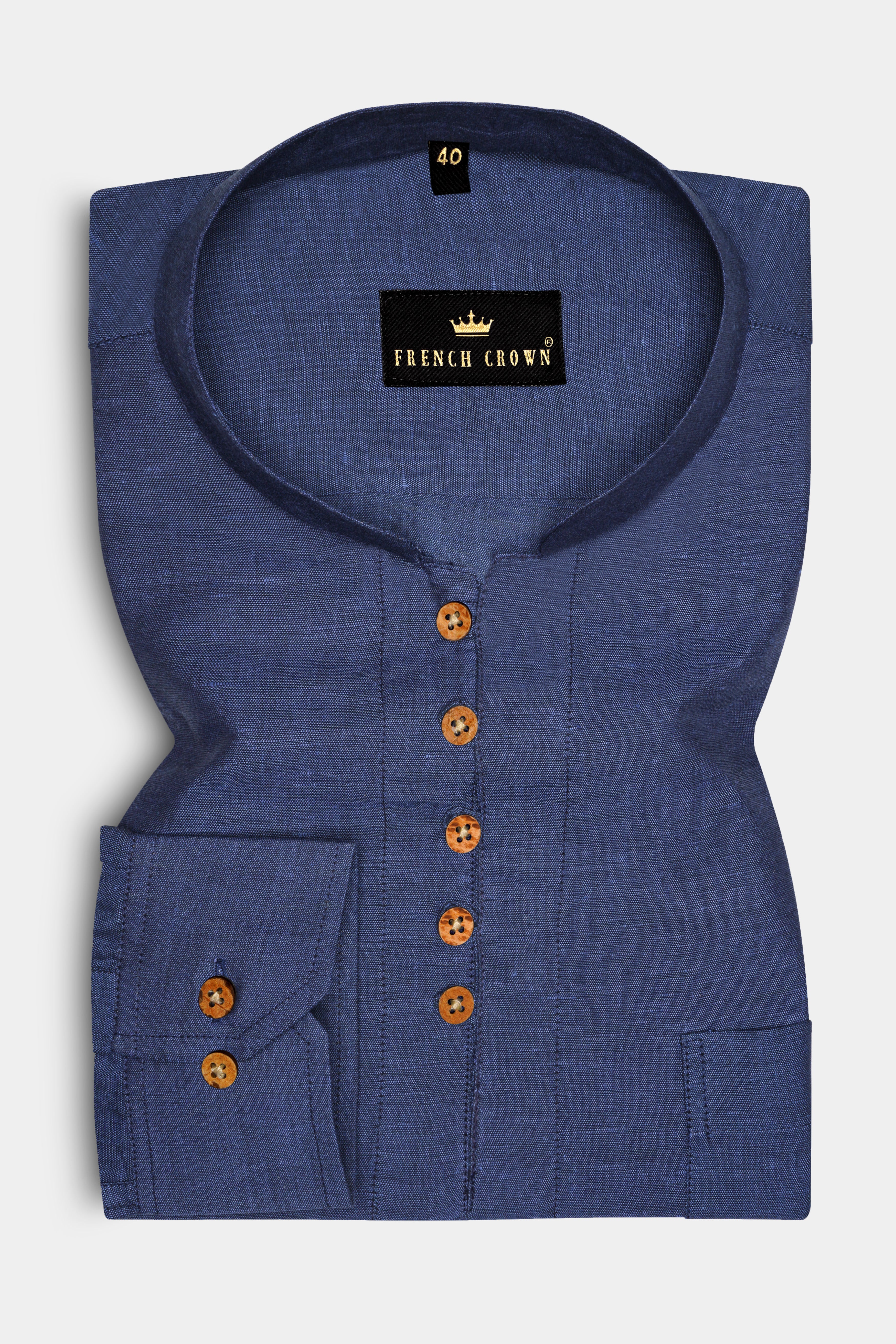 Comet Blue Luxurious Linen Kurta Shirt