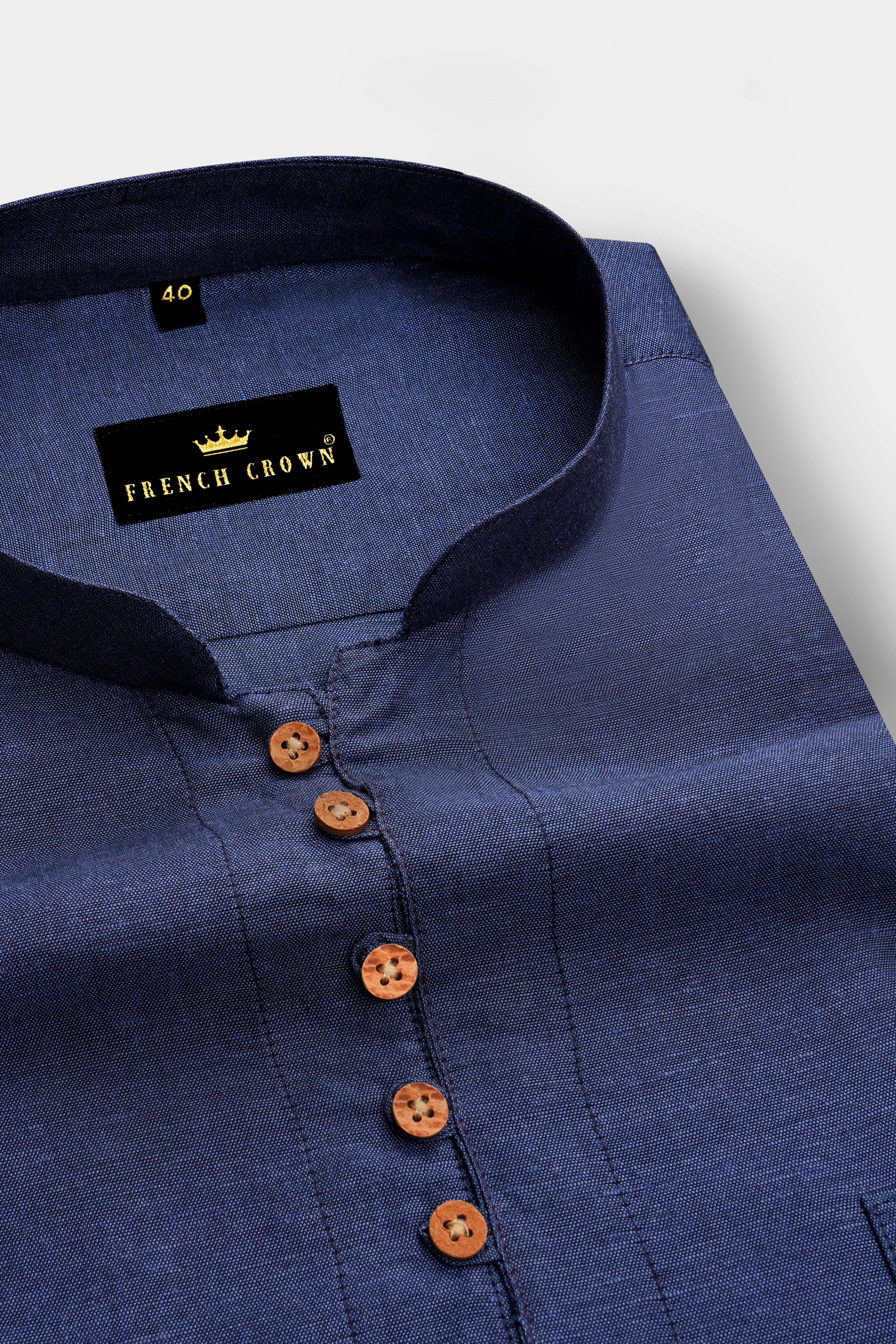 Comet Blue Luxurious Linen Kurta Shirt